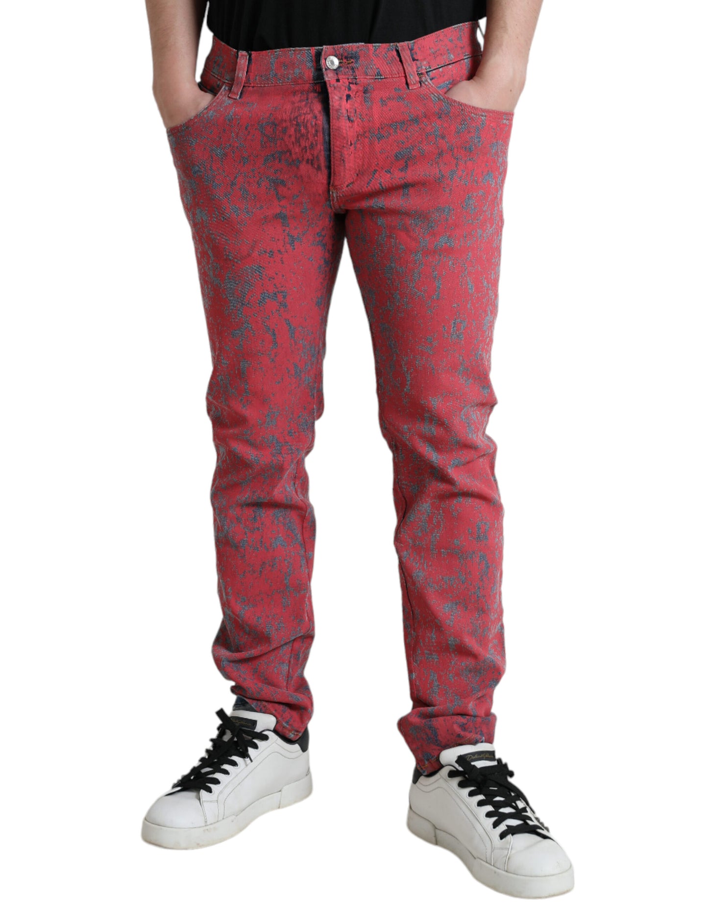 Dolce & Gabbana Red Tie Dye Skinny Denim Jeans IT48 / M