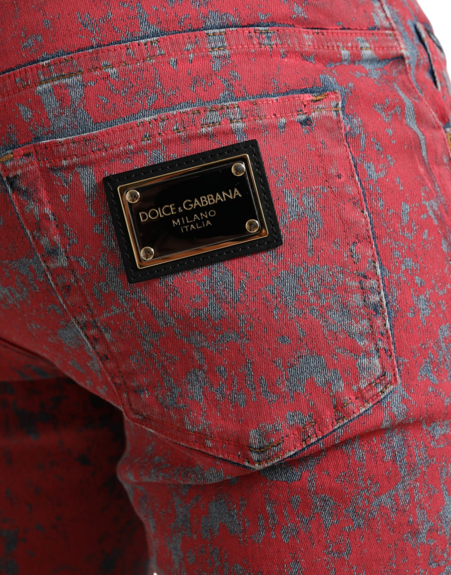 Dolce & Gabbana Red Tie Dye Skinny Denim Jeans IT48 / M