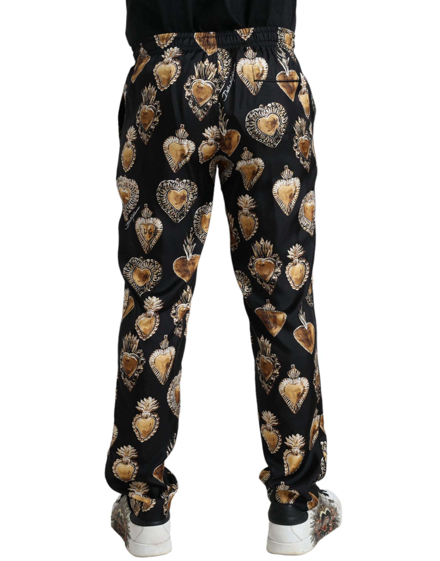 Dolce & Gabbana Chic Heart Print Silk Pajama Pants IT48 / M