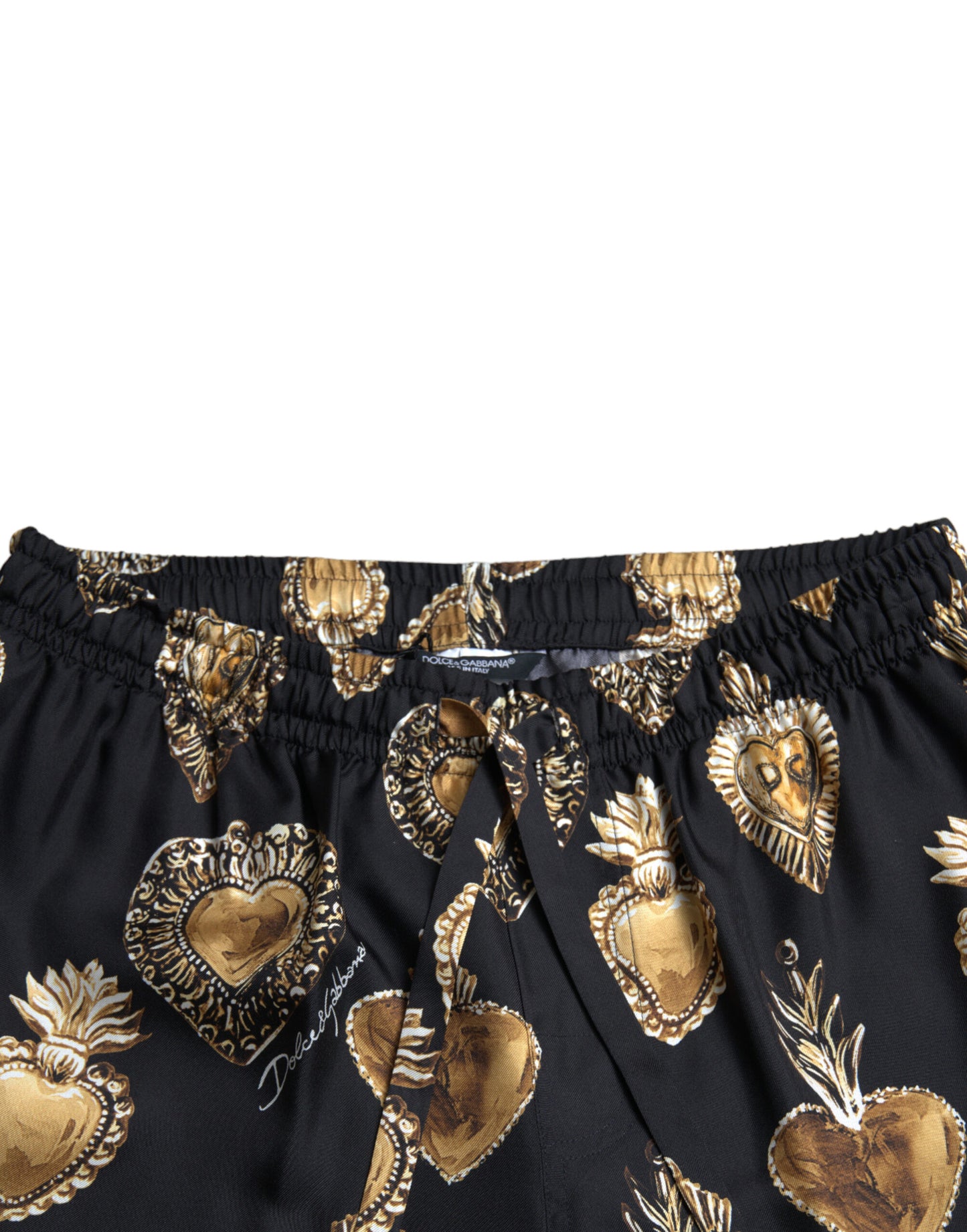 Dolce & Gabbana Chic Heart Print Silk Pajama Pants IT48 / M