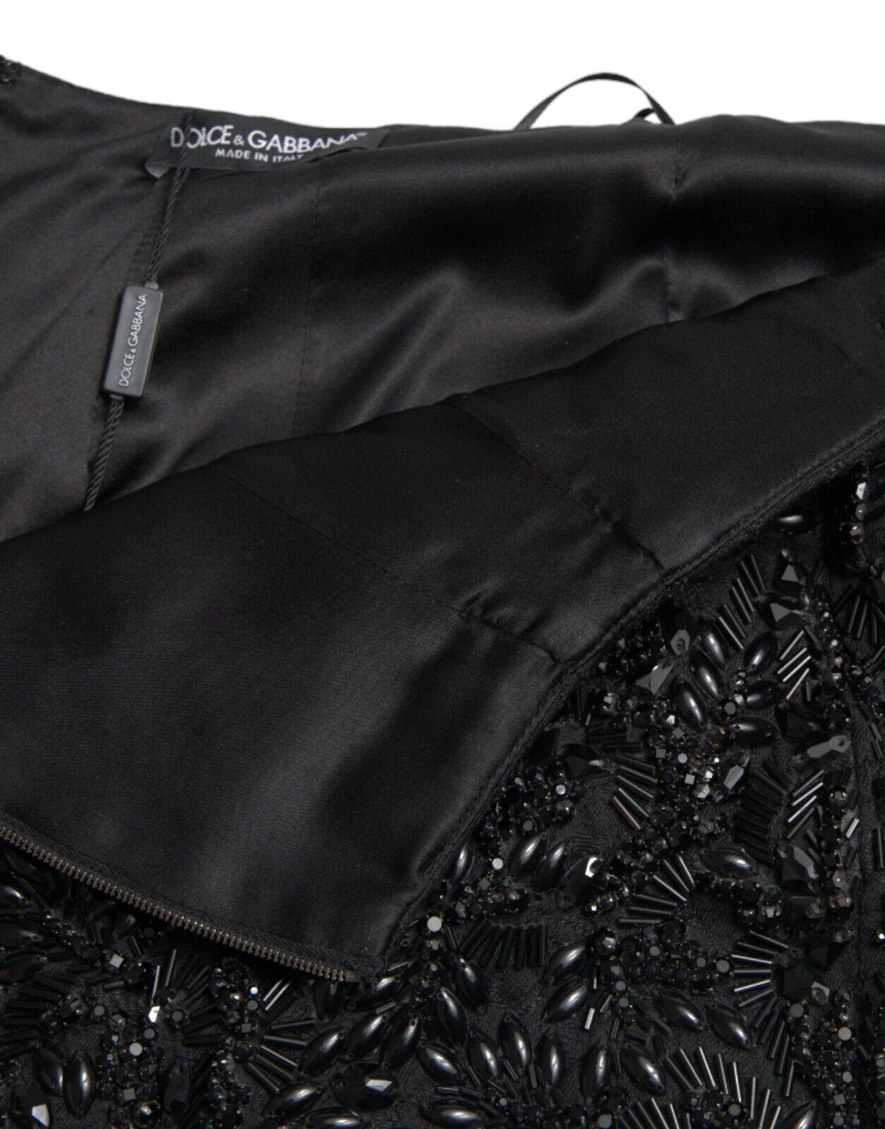 Dolce & Gabbana Black Crystal-Embellished Runway Skirt IT42 / M