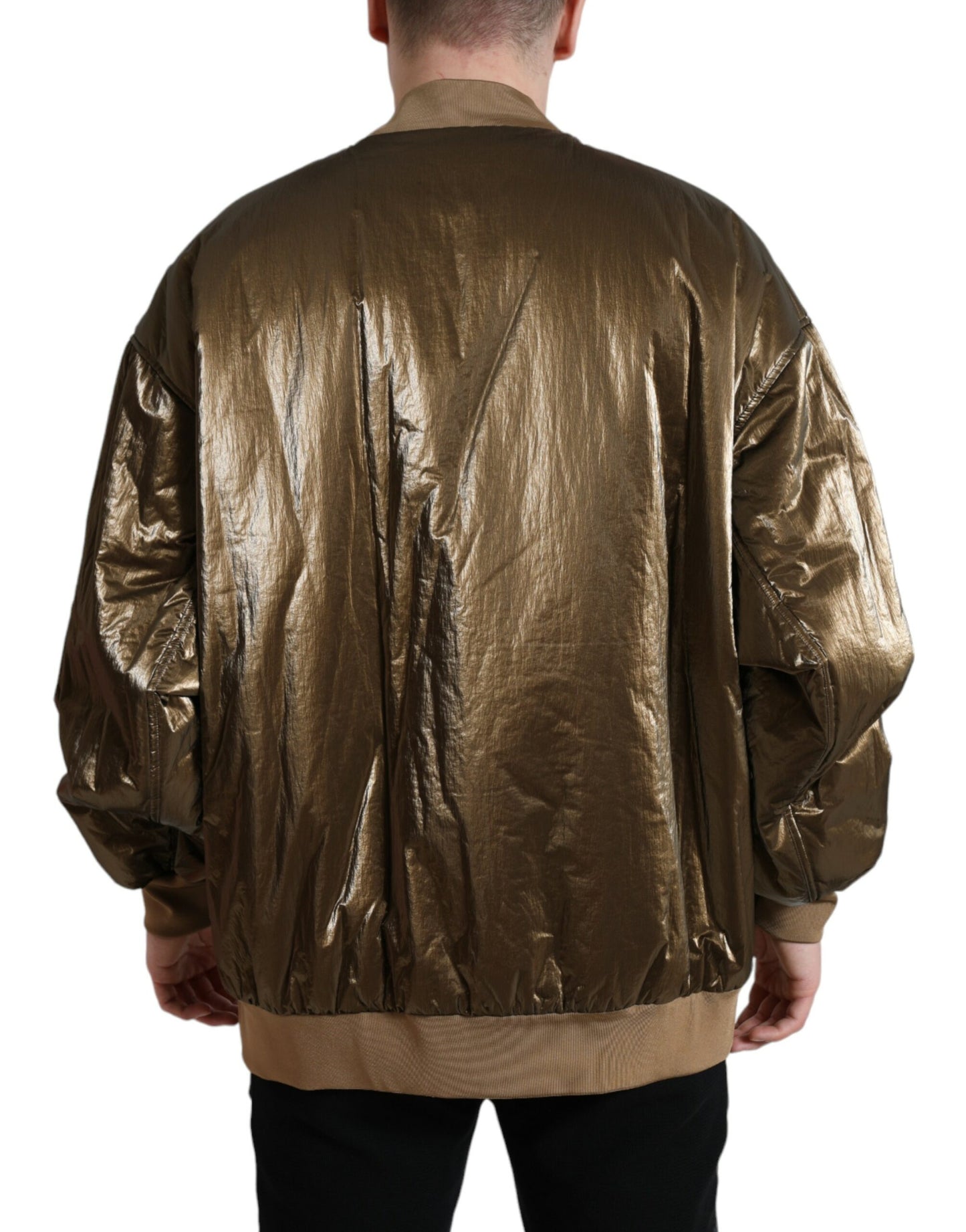 Dolce & Gabbana Elegant Bronze Bomber Jacket IT54 / XL