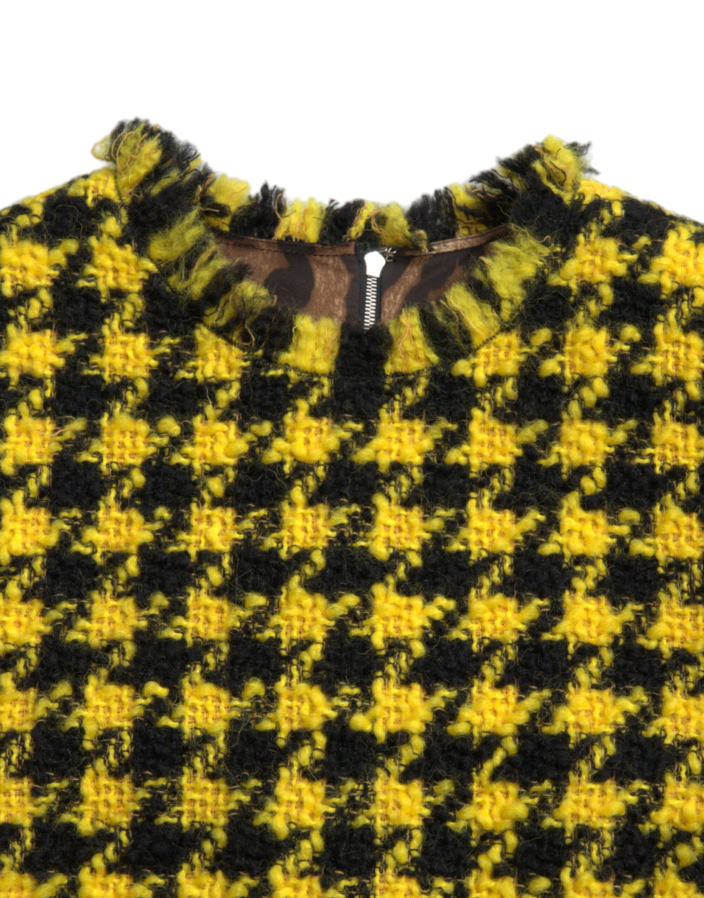 Dolce & Gabbana Houndstooth Knitted Chic Yellow Mini Skirt IT40 / S