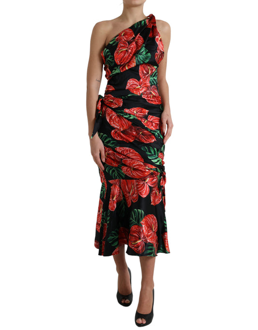 Dolce & Gabbana Tropical Elegance Silk Draped Dress IT44 | L