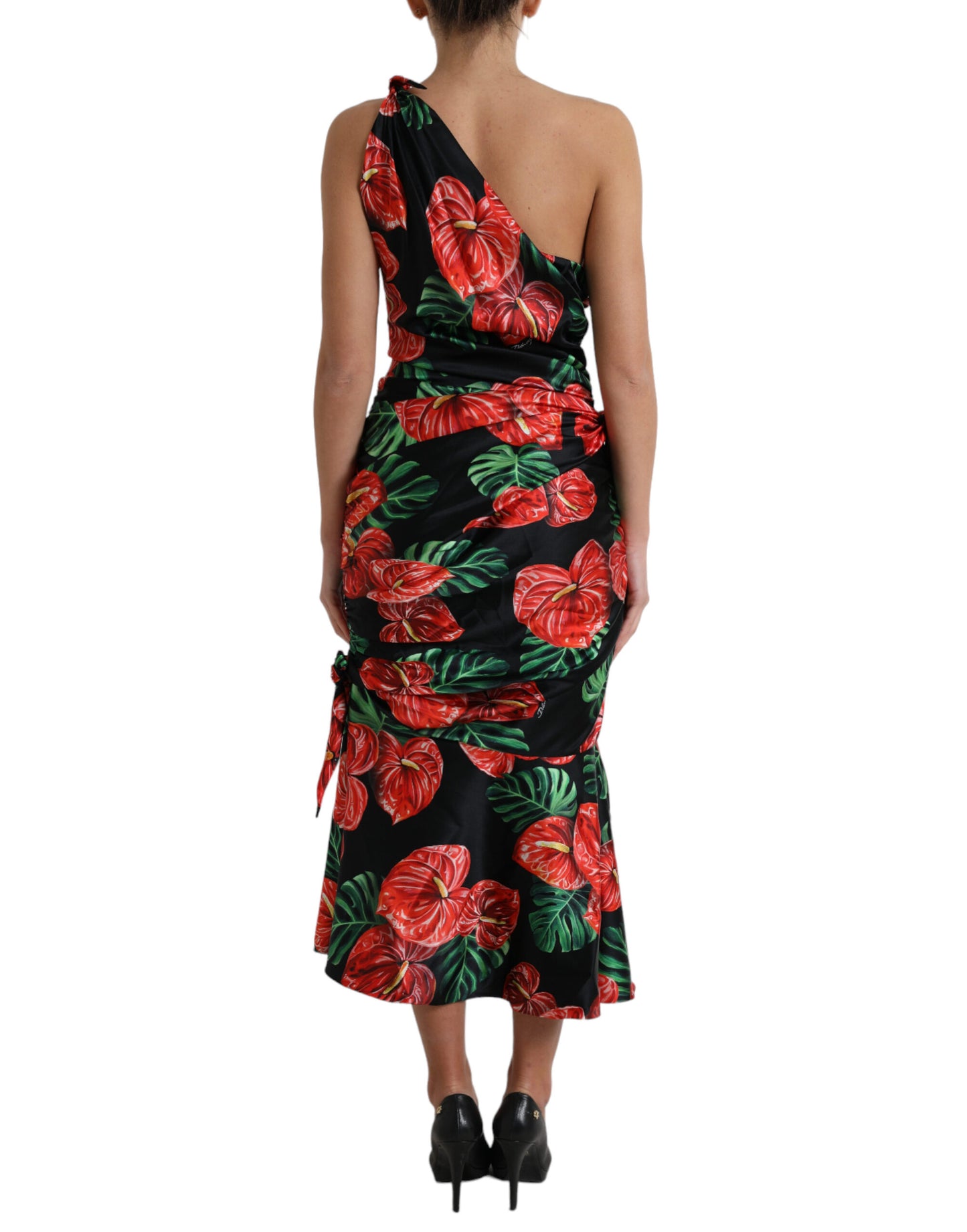 Dolce & Gabbana Tropical Elegance Silk Draped Dress IT44 | L