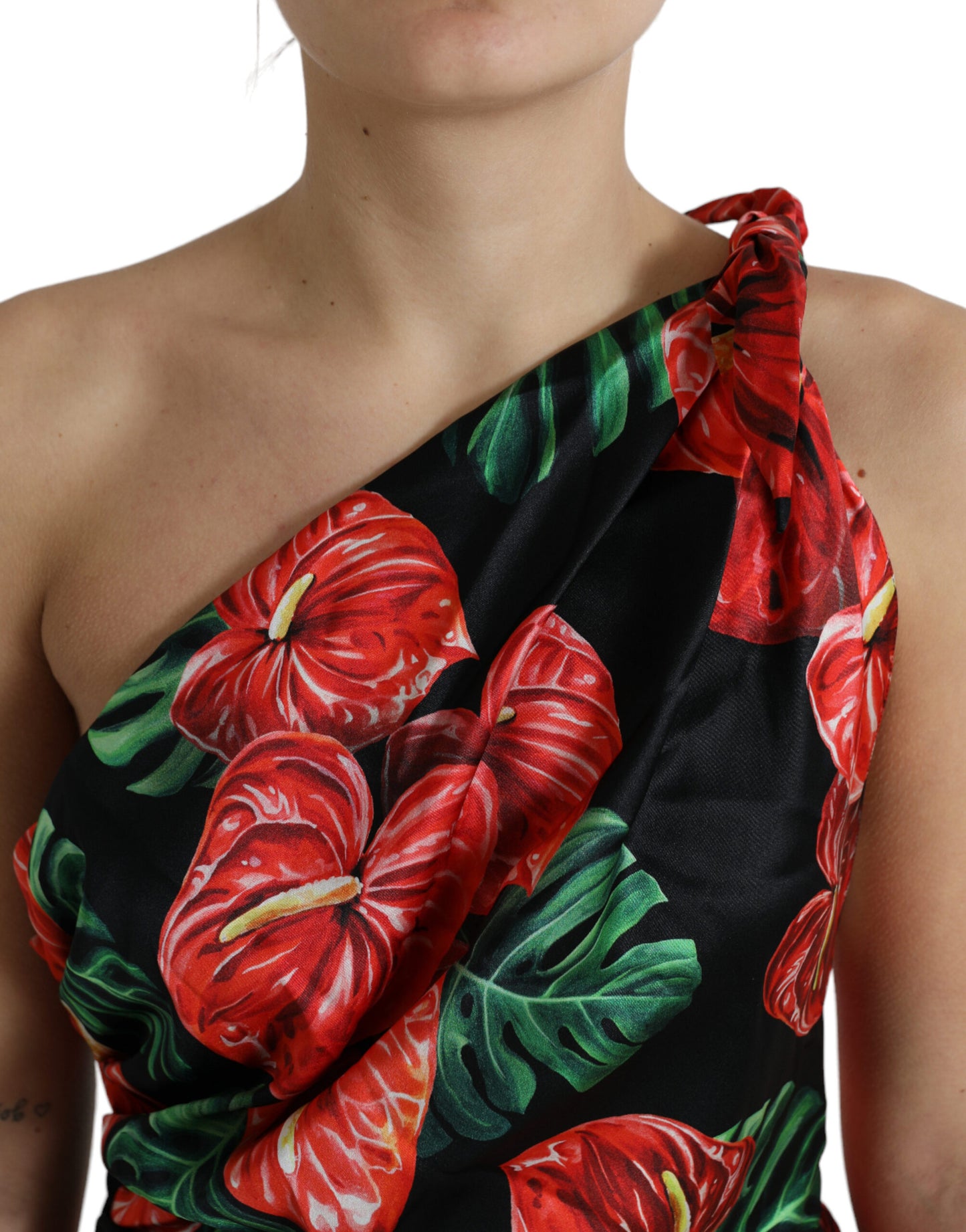 Dolce & Gabbana Tropical Elegance Silk Draped Dress IT44 | L