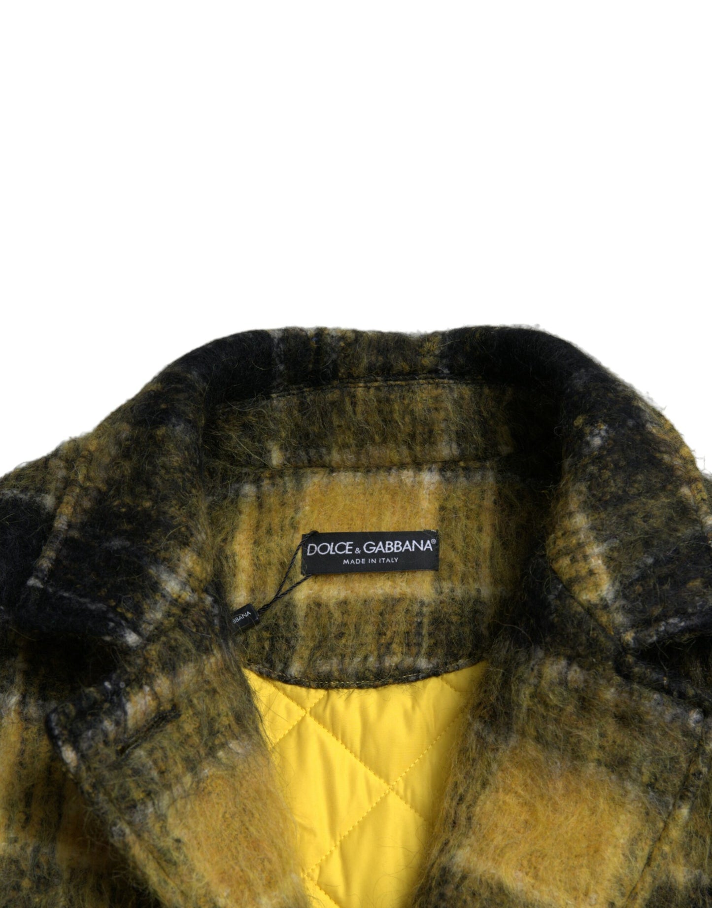 Dolce & Gabbana Chic Plaid Long Coat in Sunshine Yellow IT40 / S