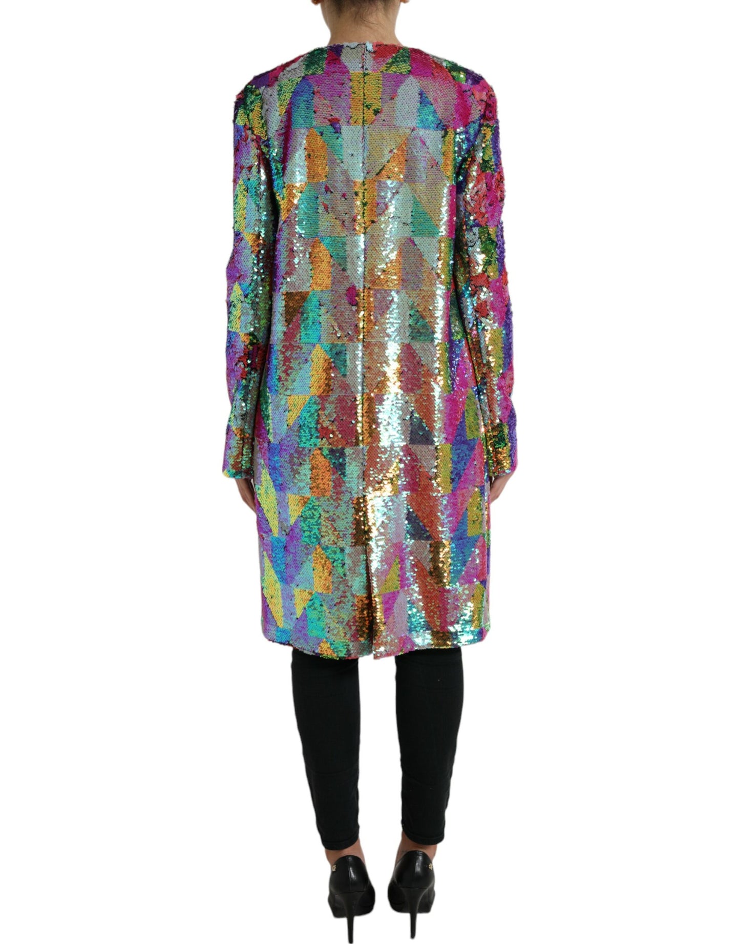 Dolce & Gabbana Multicolor Sequined Long Jacket IT40 / S