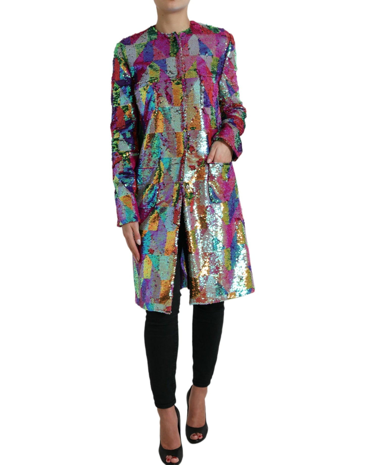 Dolce & Gabbana Multicolor Sequined Long Jacket IT40 / S