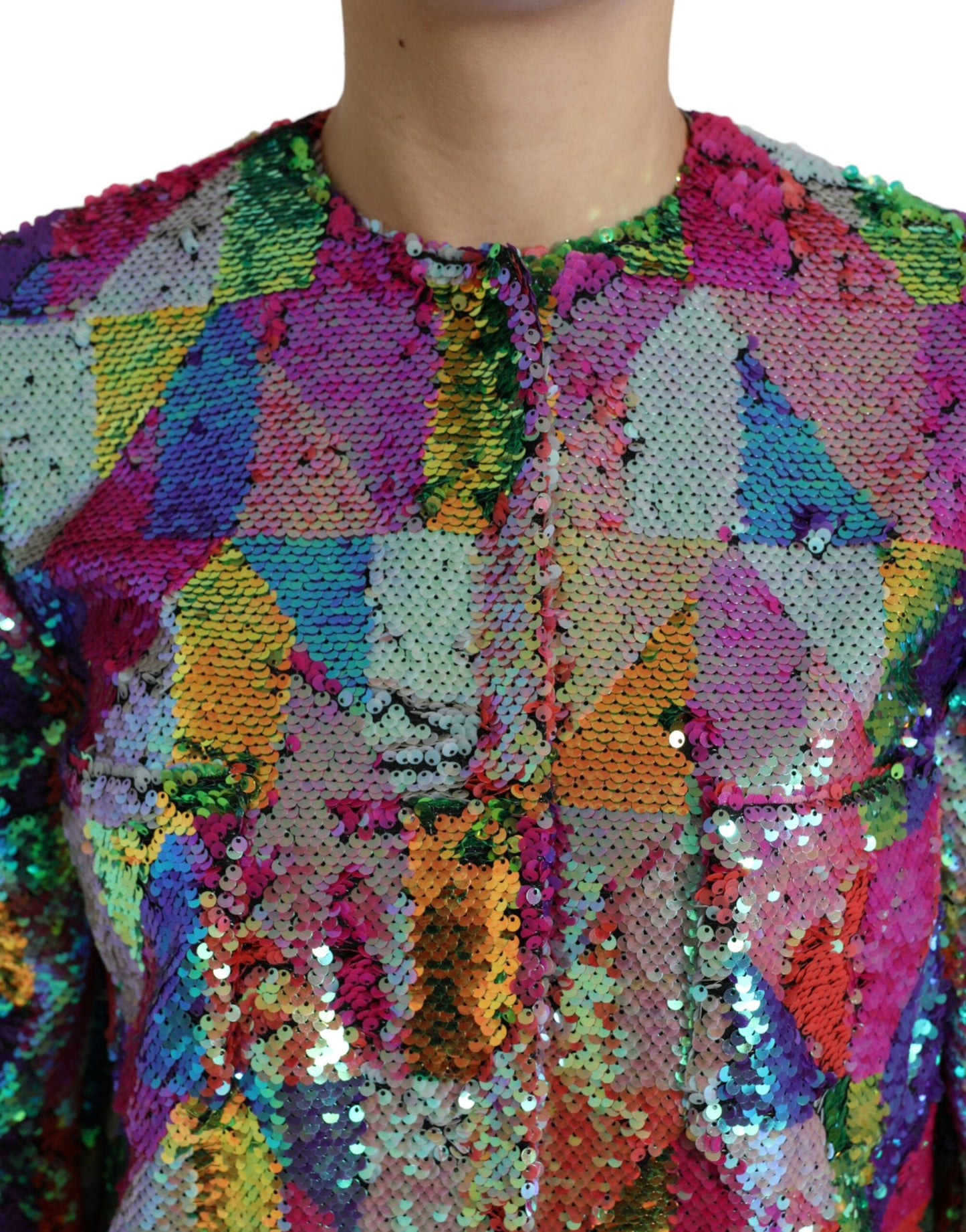 Dolce & Gabbana Multicolor Sequined Long Jacket IT40 / S