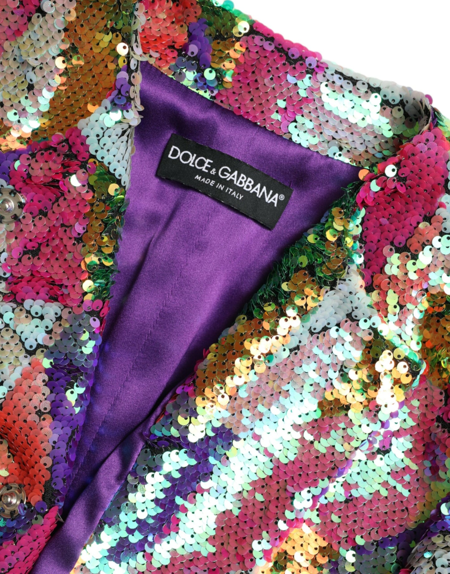 Dolce & Gabbana Multicolor Sequined Long Jacket IT40 / S