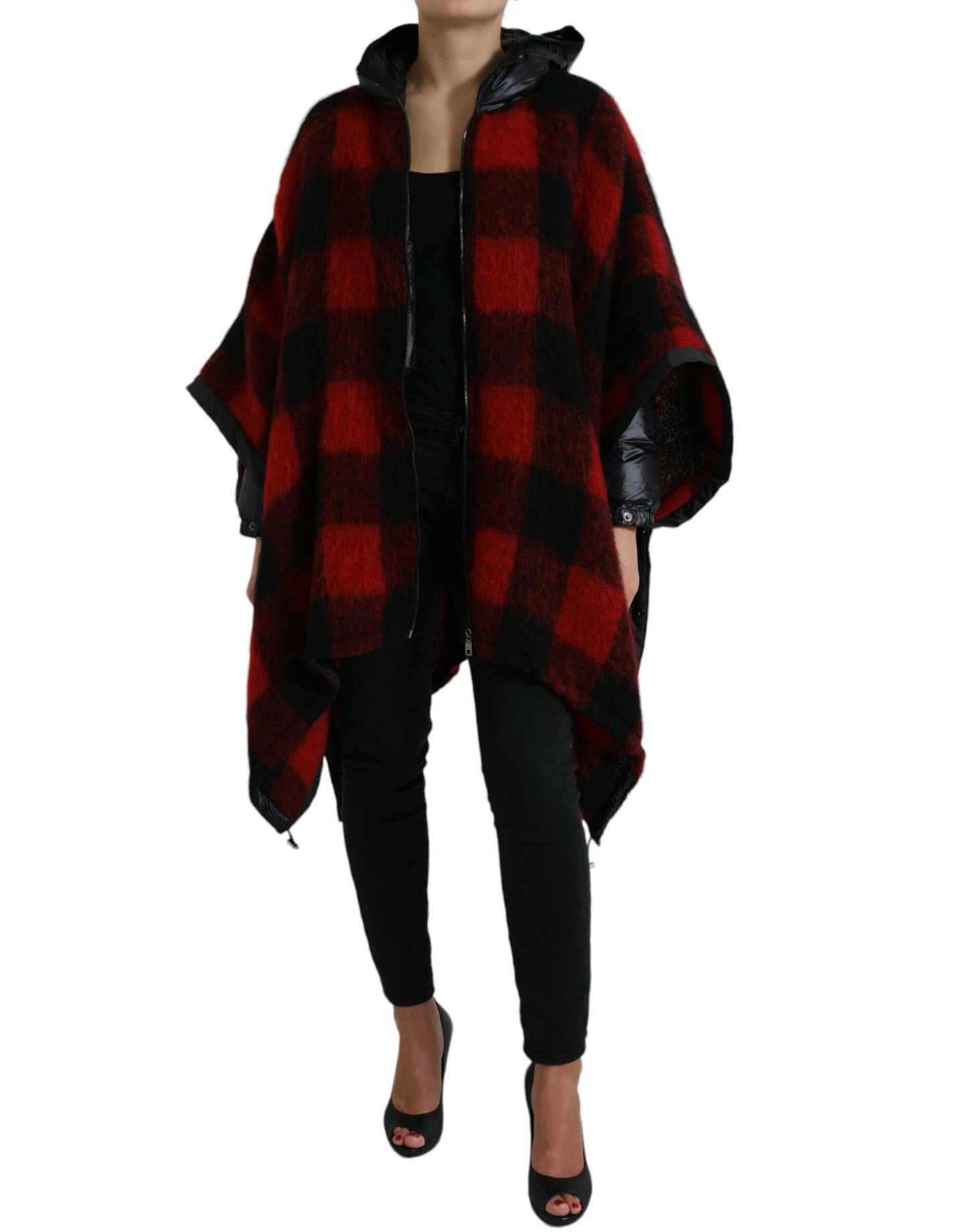 Dolce & Gabbana Elegant Buffalo Check Poncho Jacket IT40 / S