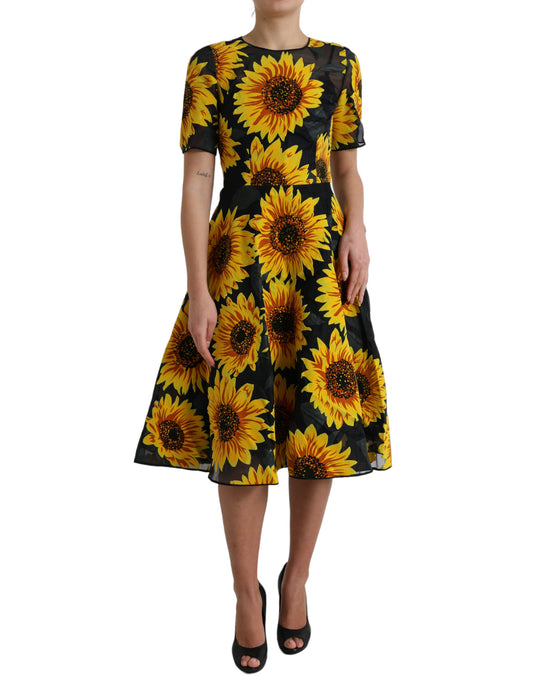 Dolce & Gabbana Summery Sunflower A-Line Midi Dress IT42 / M