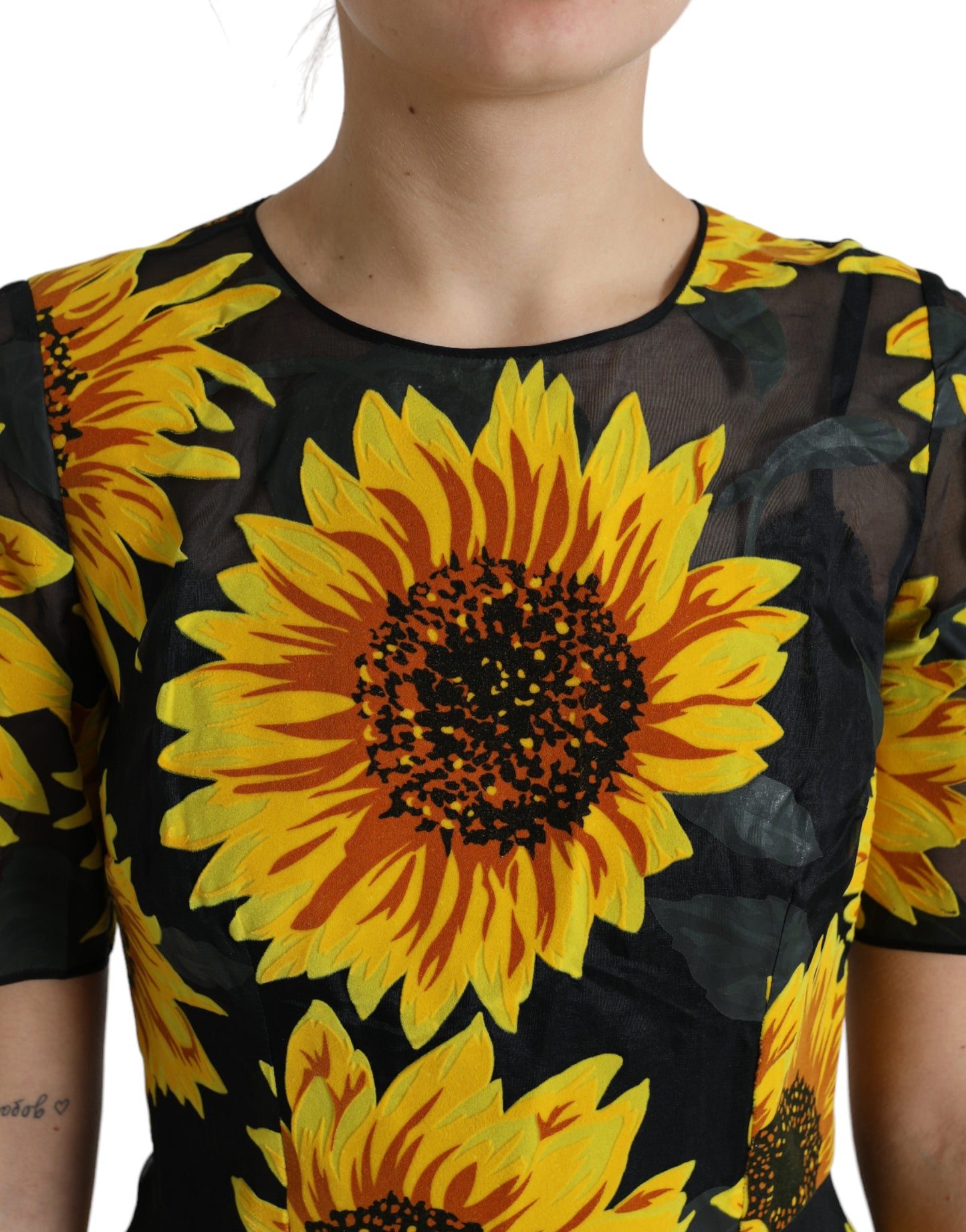 Dolce & Gabbana Summery Sunflower A-Line Midi Dress IT42 / M