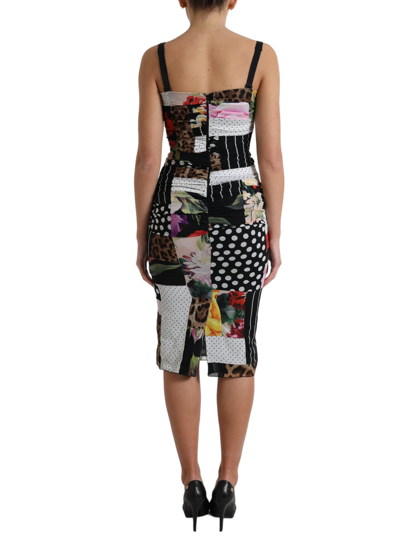 Dolce & Gabbana Elegant Patchwork Silk Midi Dress IT40 / S