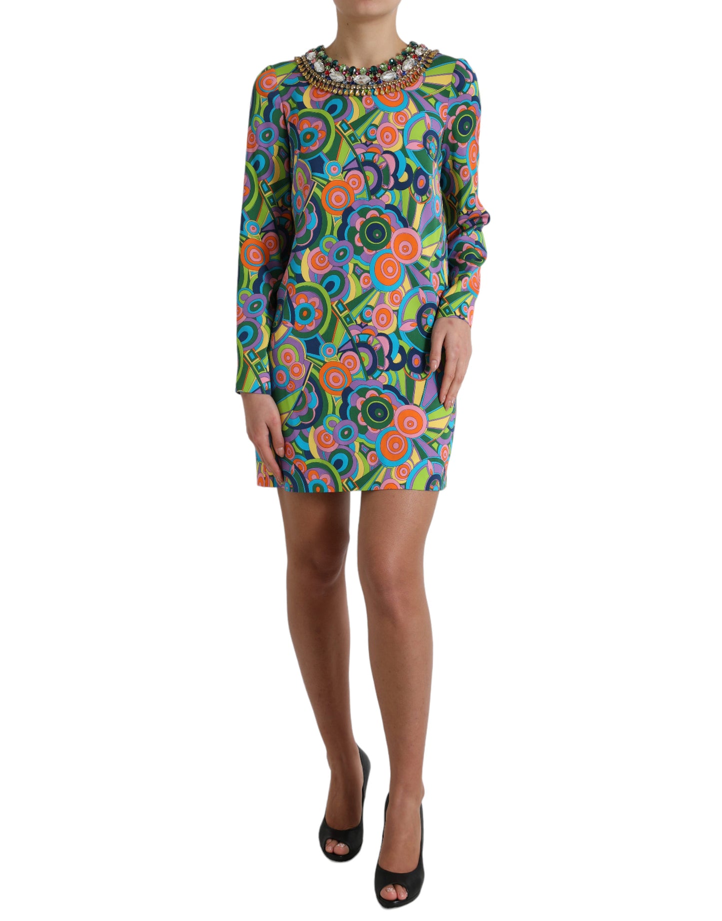 Dolce & Gabbana Multicolor Geometric Silk Mini Dress IT40 / S