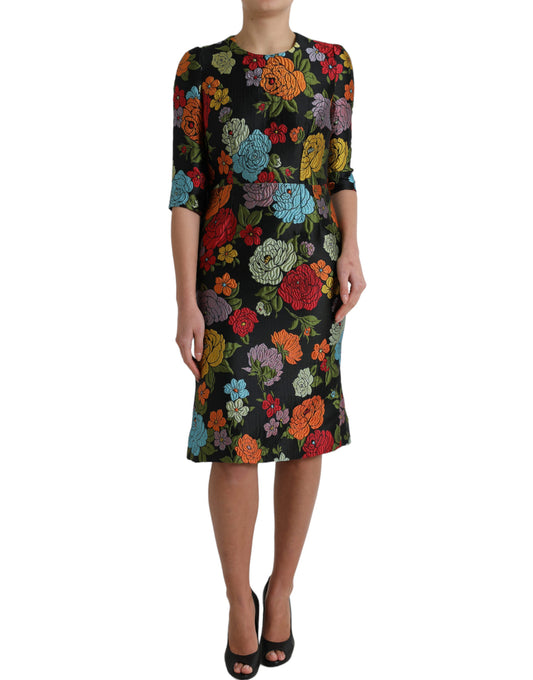 Dolce & Gabbana Elegant Floral Embroidered Pencil Dress IT40 / S