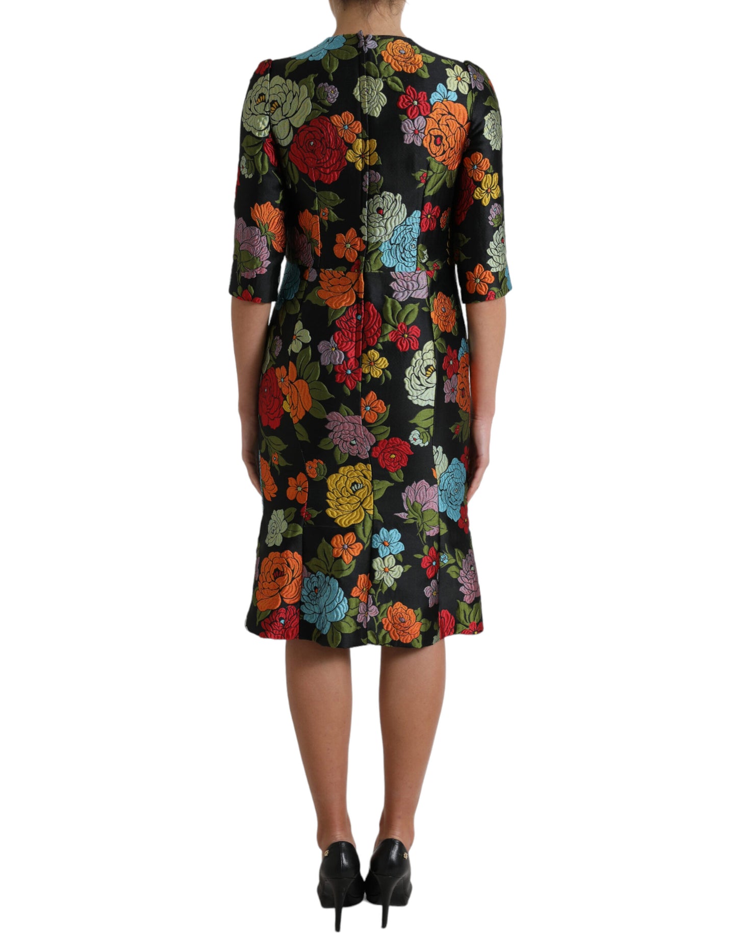 Dolce & Gabbana Elegant Floral Embroidered Pencil Dress IT40 / S