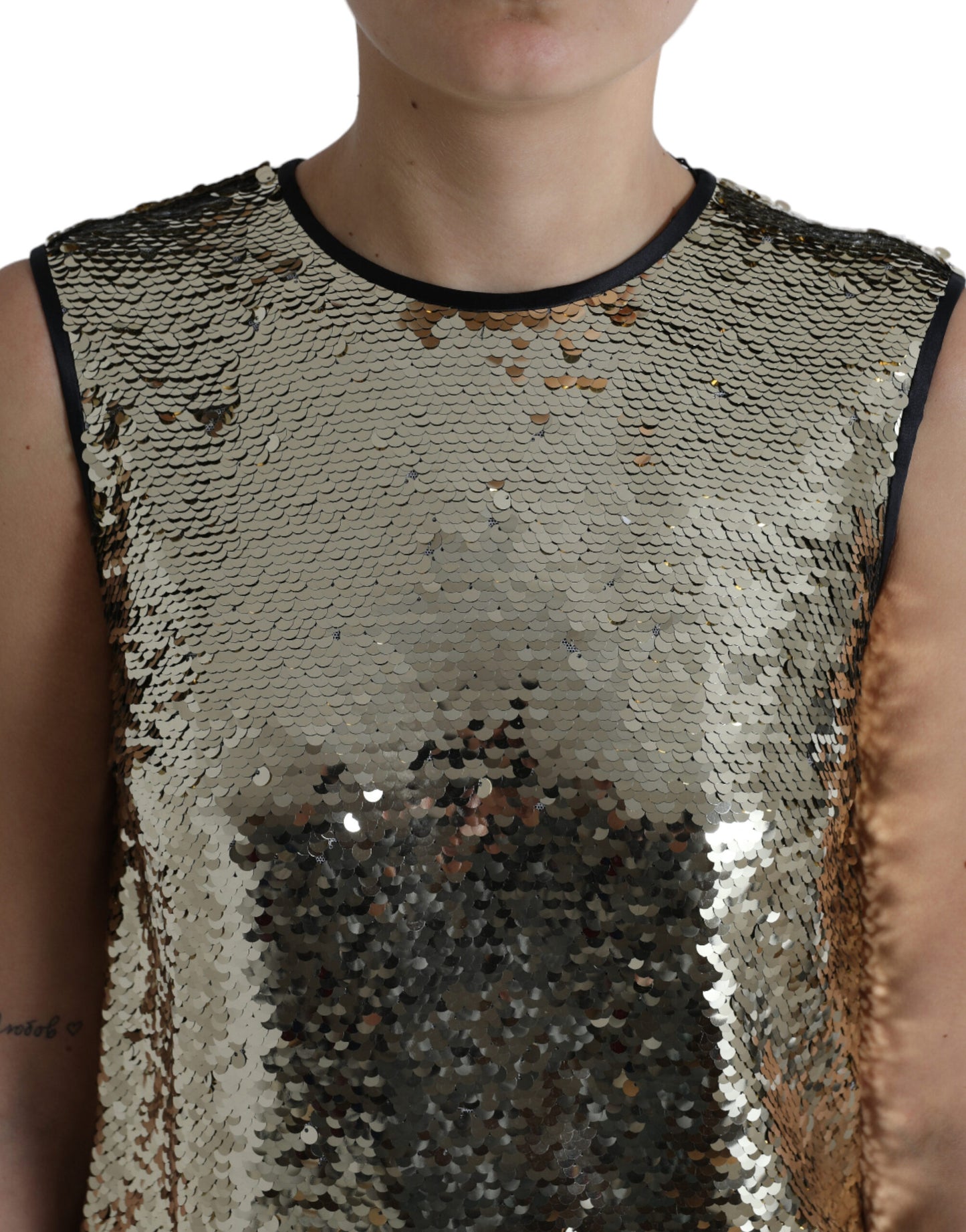 Dolce & Gabbana Elegant Silver Sequined Mini Dress IT40 / S