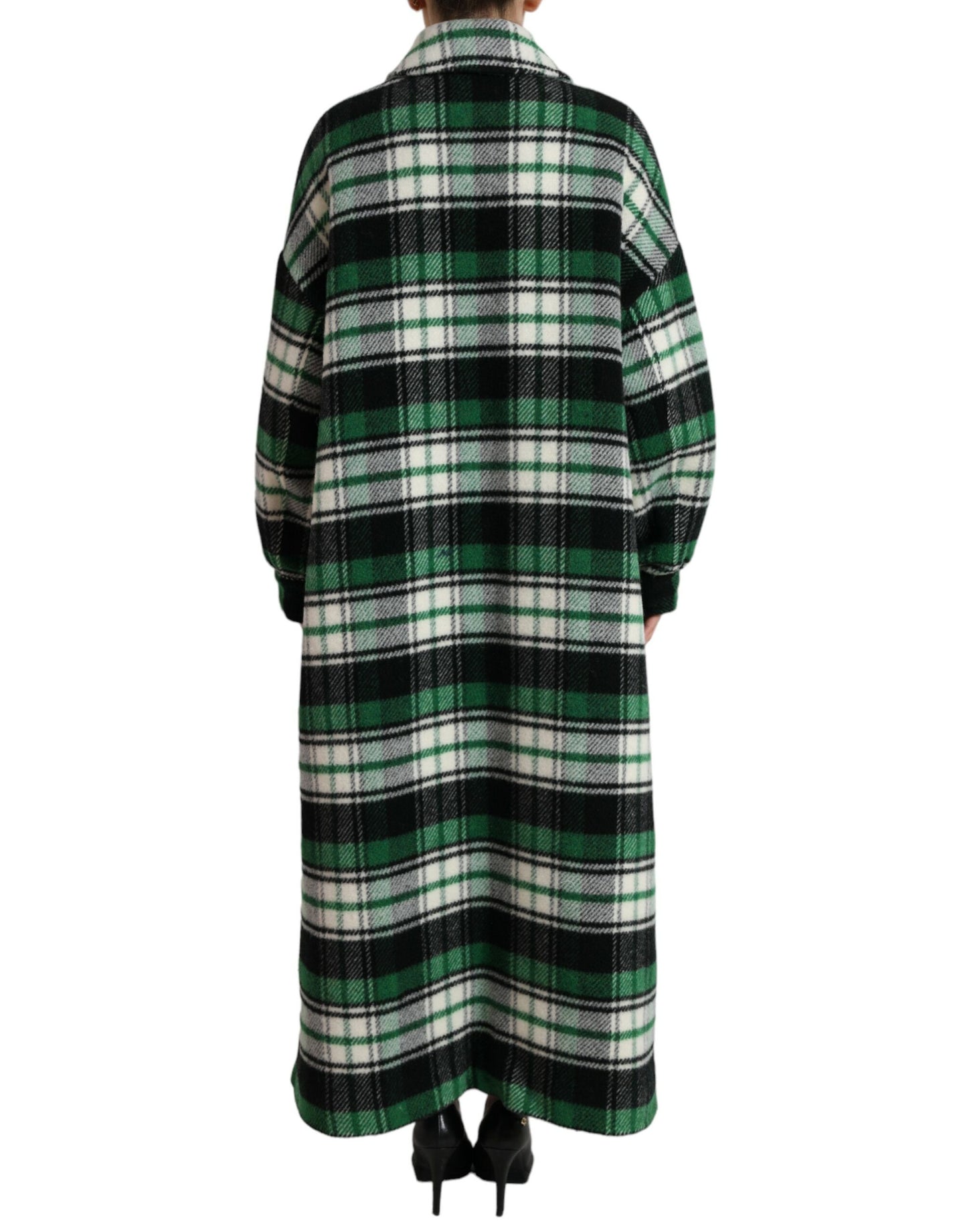 Dolce & Gabbana Elegant Green Plaid Long Coat IT40 / S