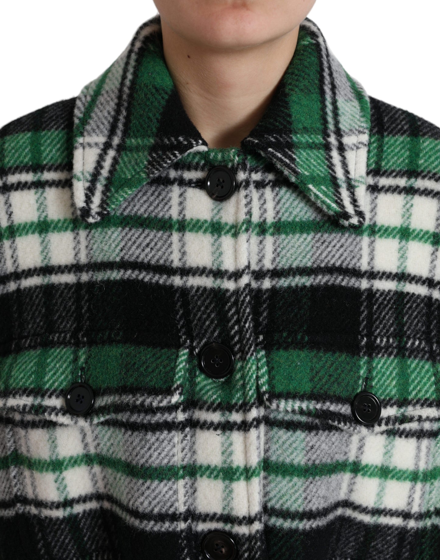 Dolce & Gabbana Elegant Green Plaid Long Coat IT40 / S