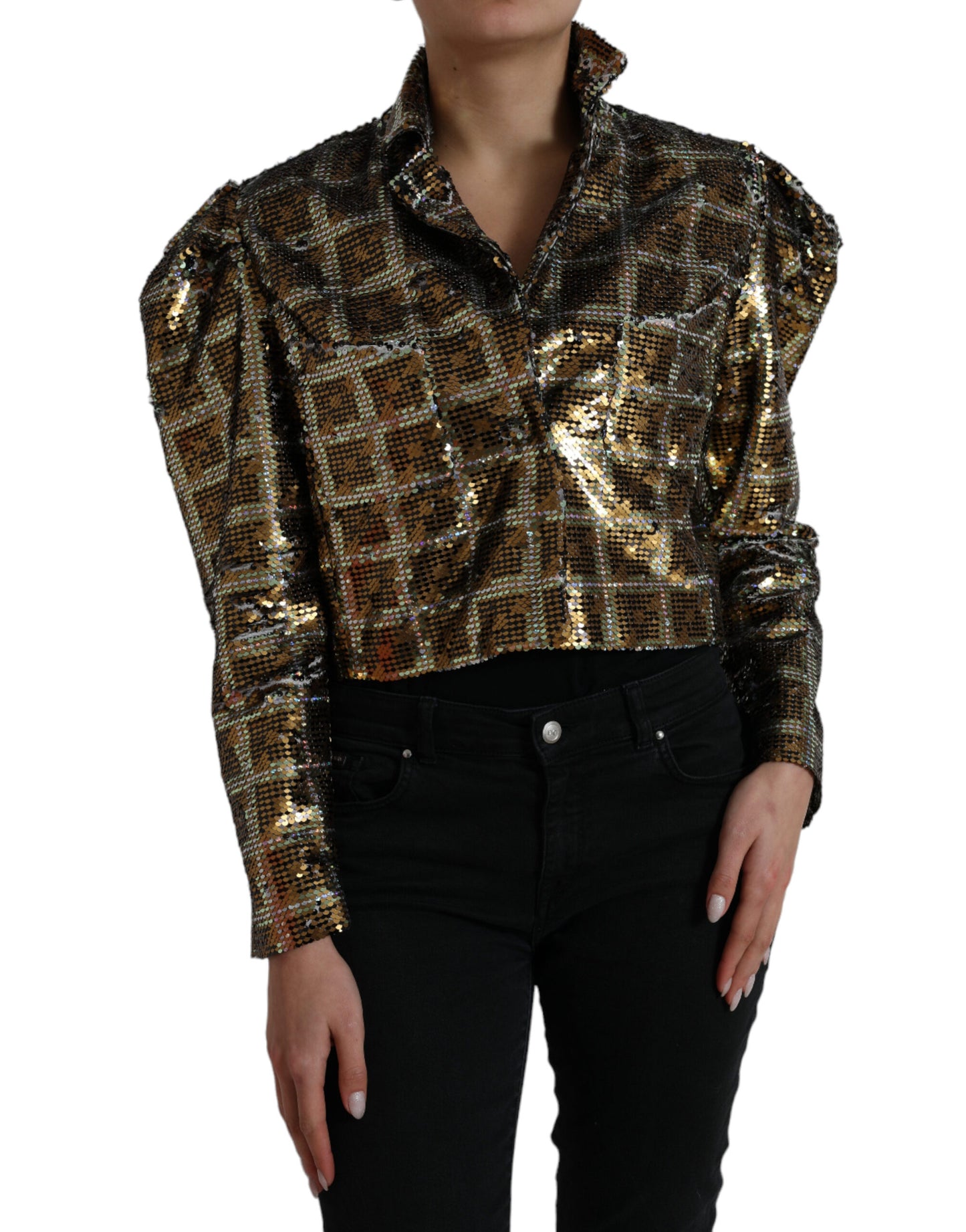 Dolce & Gabbana Multicolor Sequined Cropped Jacket IT40 / S