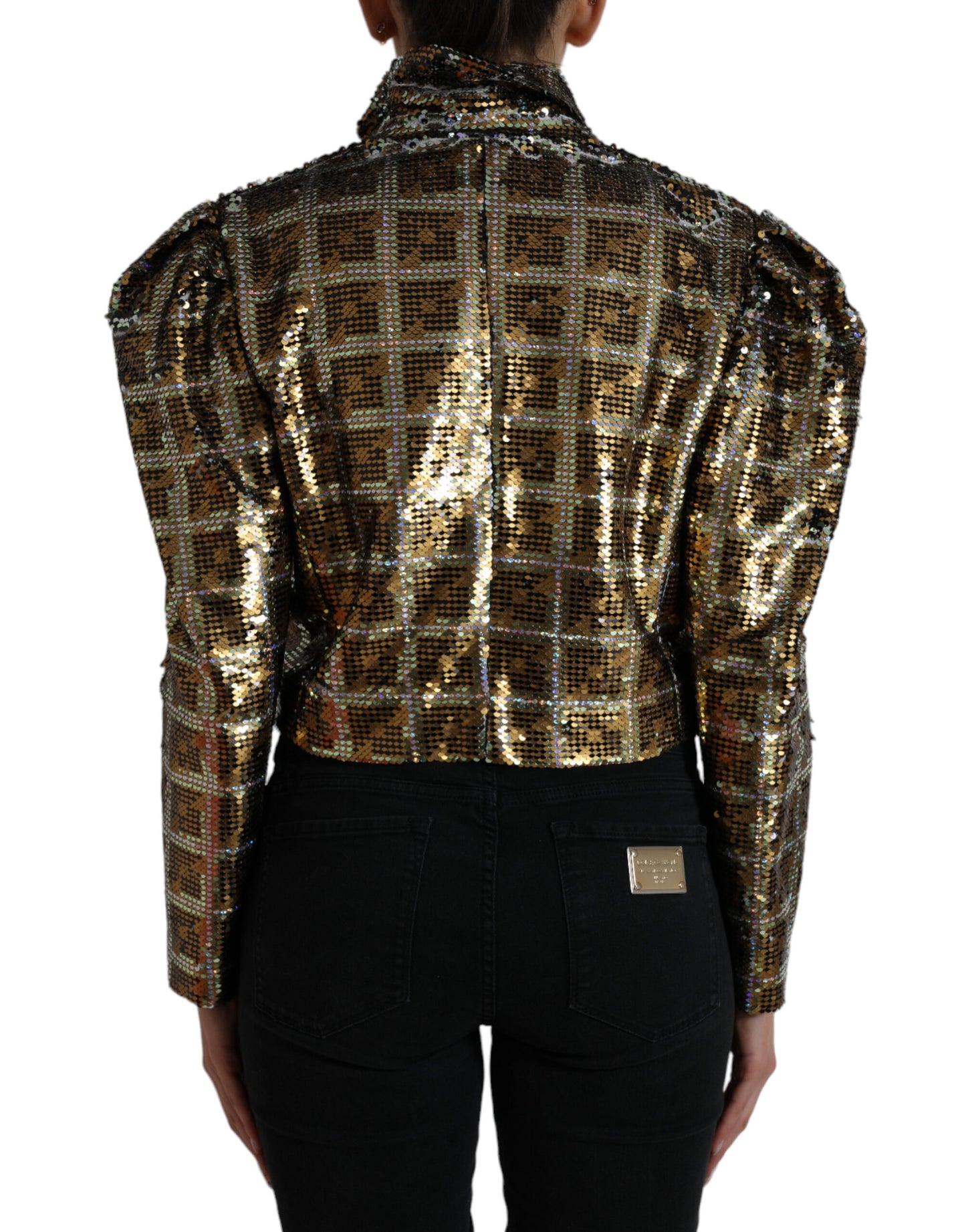 Dolce & Gabbana Multicolor Sequined Cropped Jacket IT40 / S