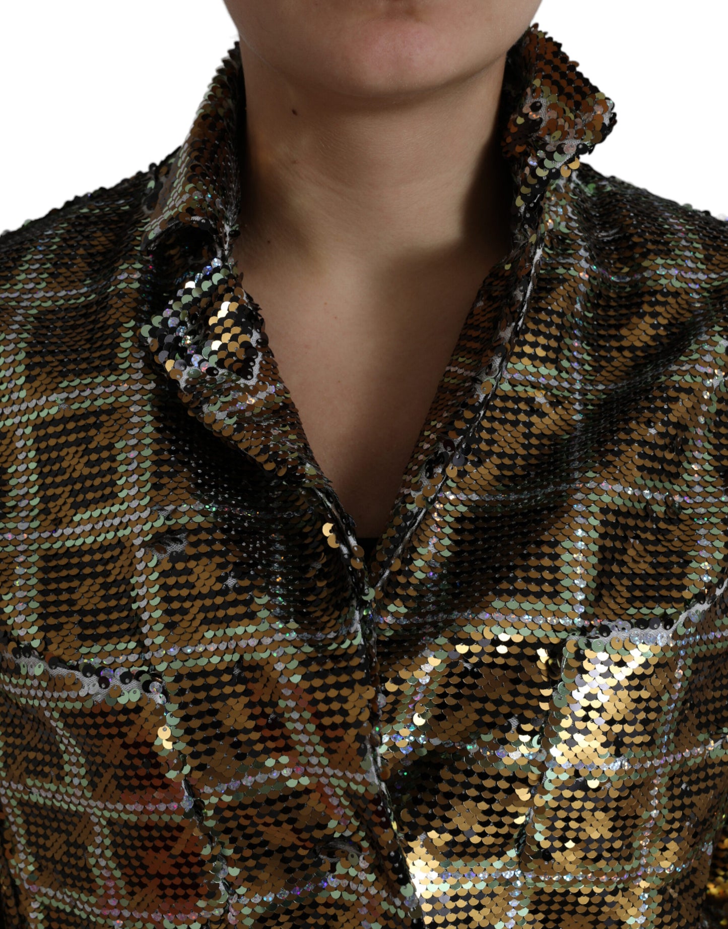 Dolce & Gabbana Multicolor Sequined Cropped Jacket IT40 / S