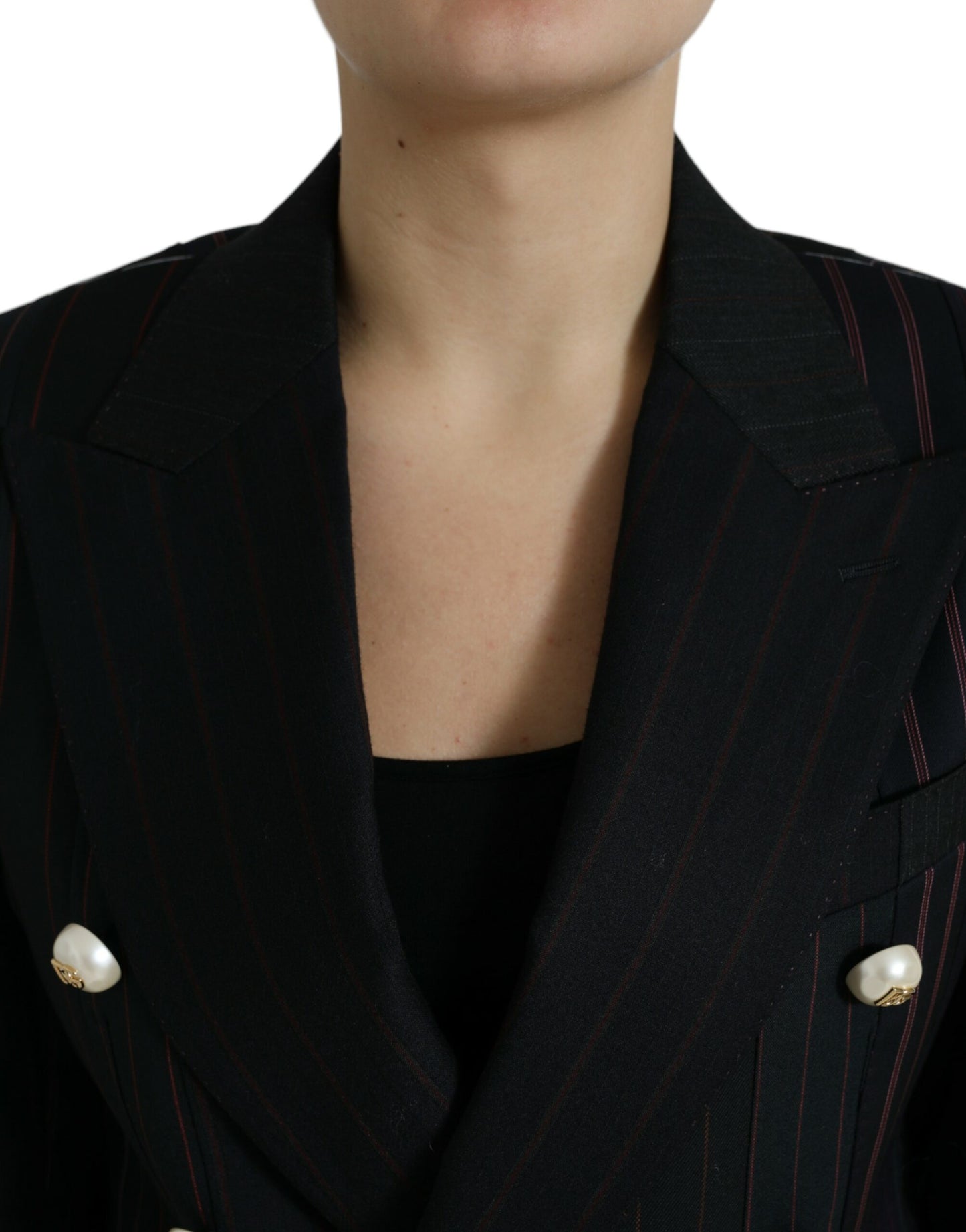 Dolce & Gabbana Elegant Striped Double Breasted Wool Blazer IT44 / L