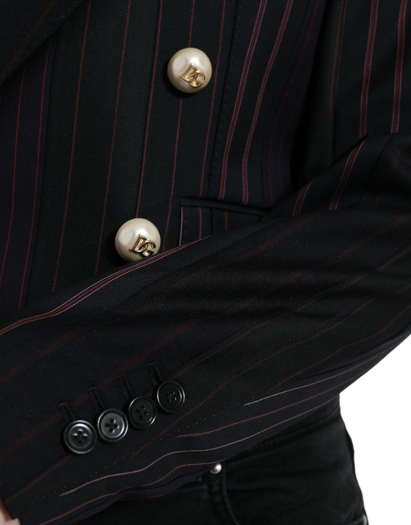 Dolce & Gabbana Elegant Striped Double Breasted Wool Blazer IT44 / L