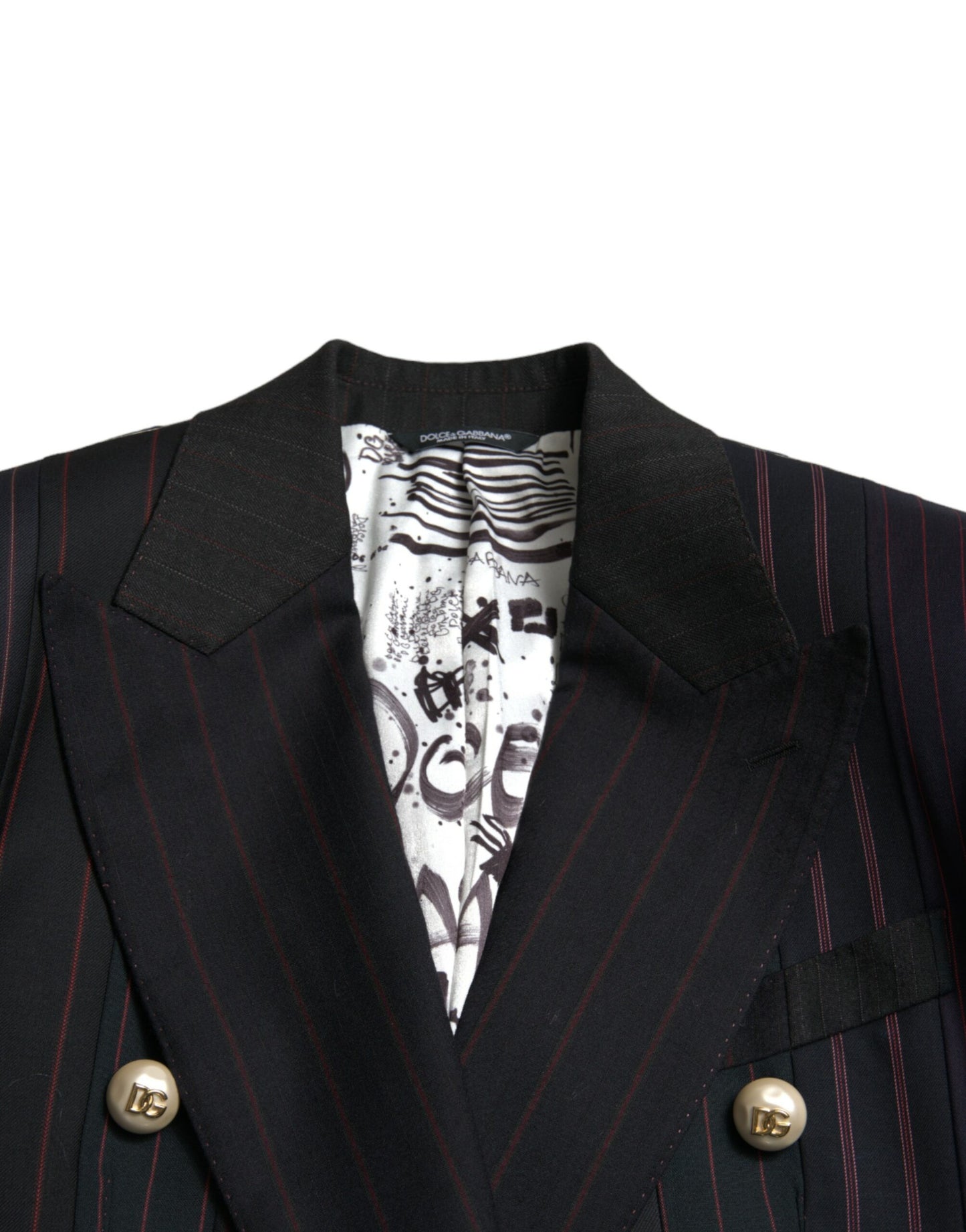 Dolce & Gabbana Elegant Striped Double Breasted Wool Blazer IT44 / L