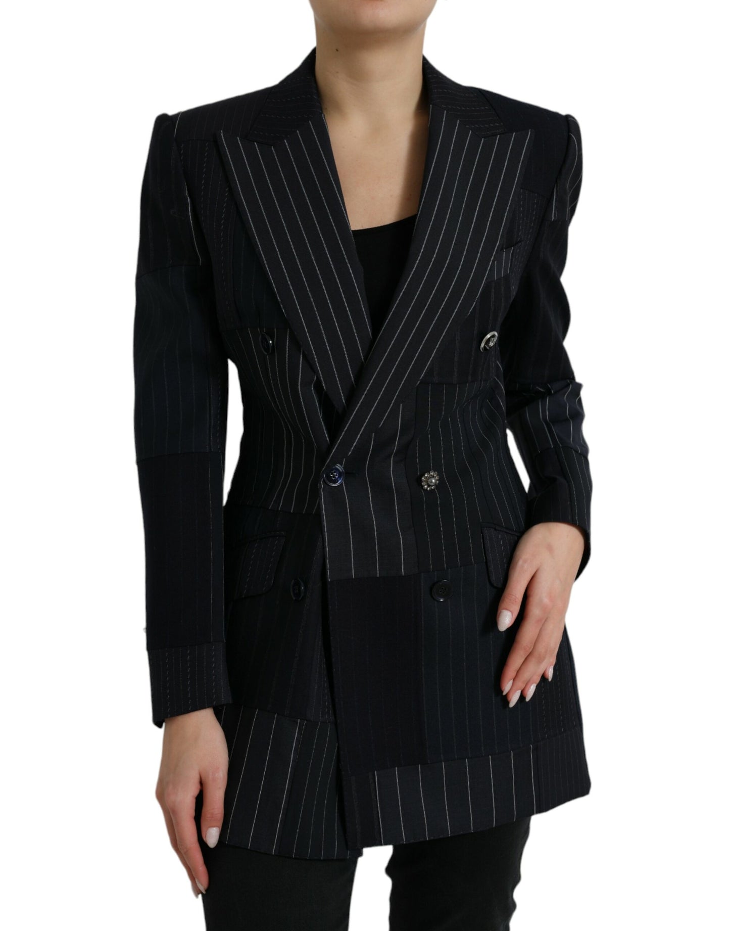 Dolce & Gabbana Elegant Striped Virgin Wool Blazer IT40 | S