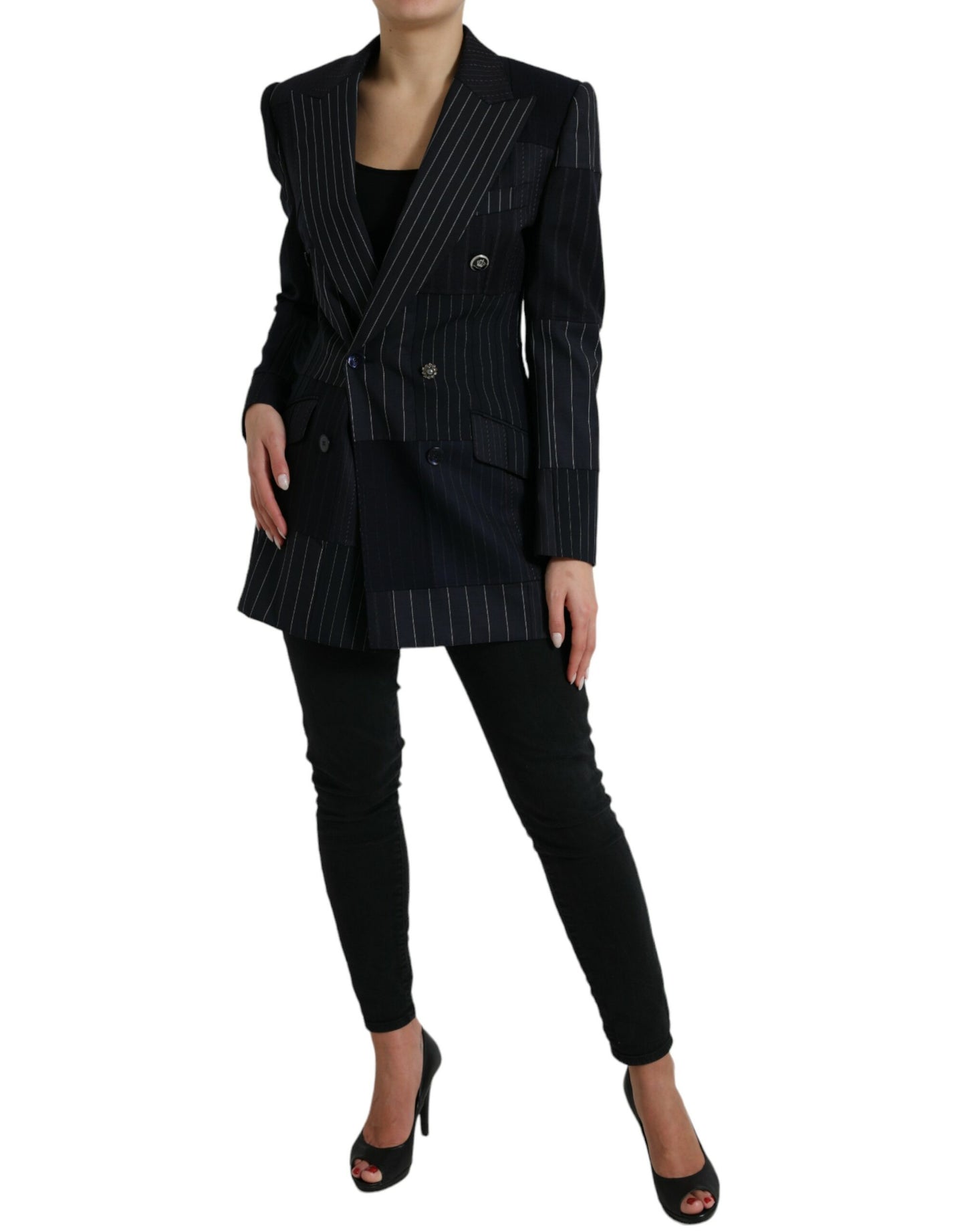 Dolce & Gabbana Elegant Striped Virgin Wool Blazer IT40 | S