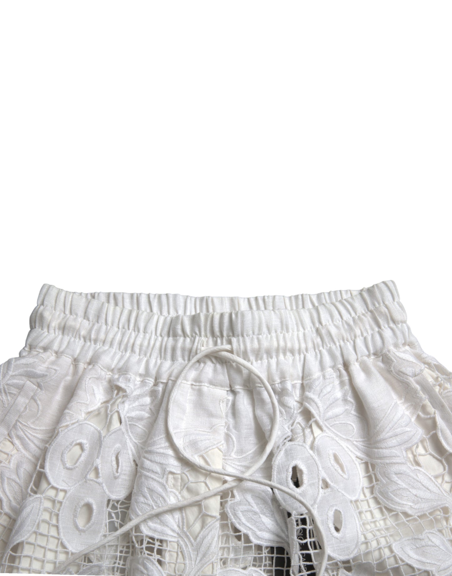 Dolce & Gabbana Chic High-Waisted Lace Shorts in Pure White IT40 / S