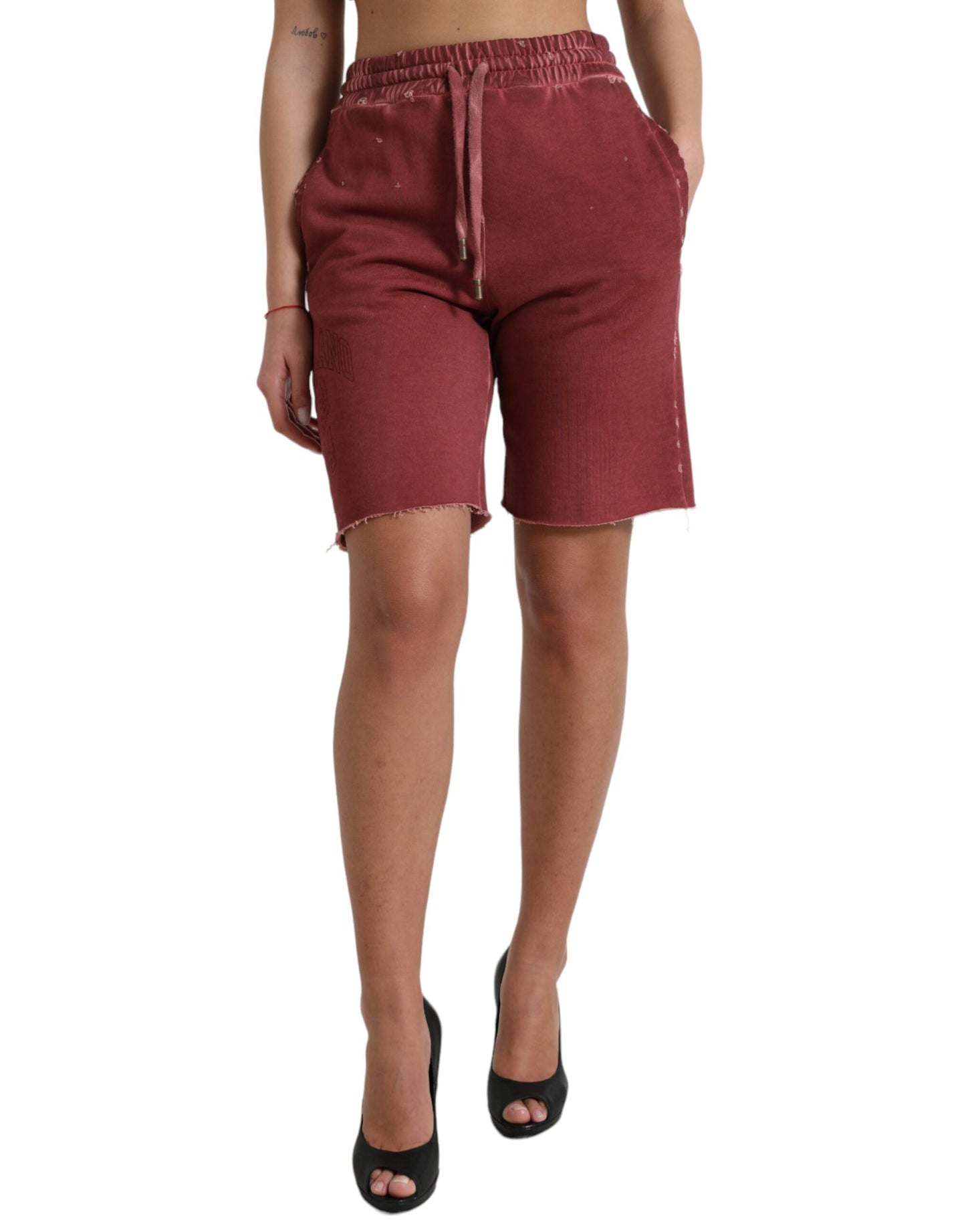 Dolce & Gabbana Chic Maroon High-Waist Designer Sweatshorts IT40 / S