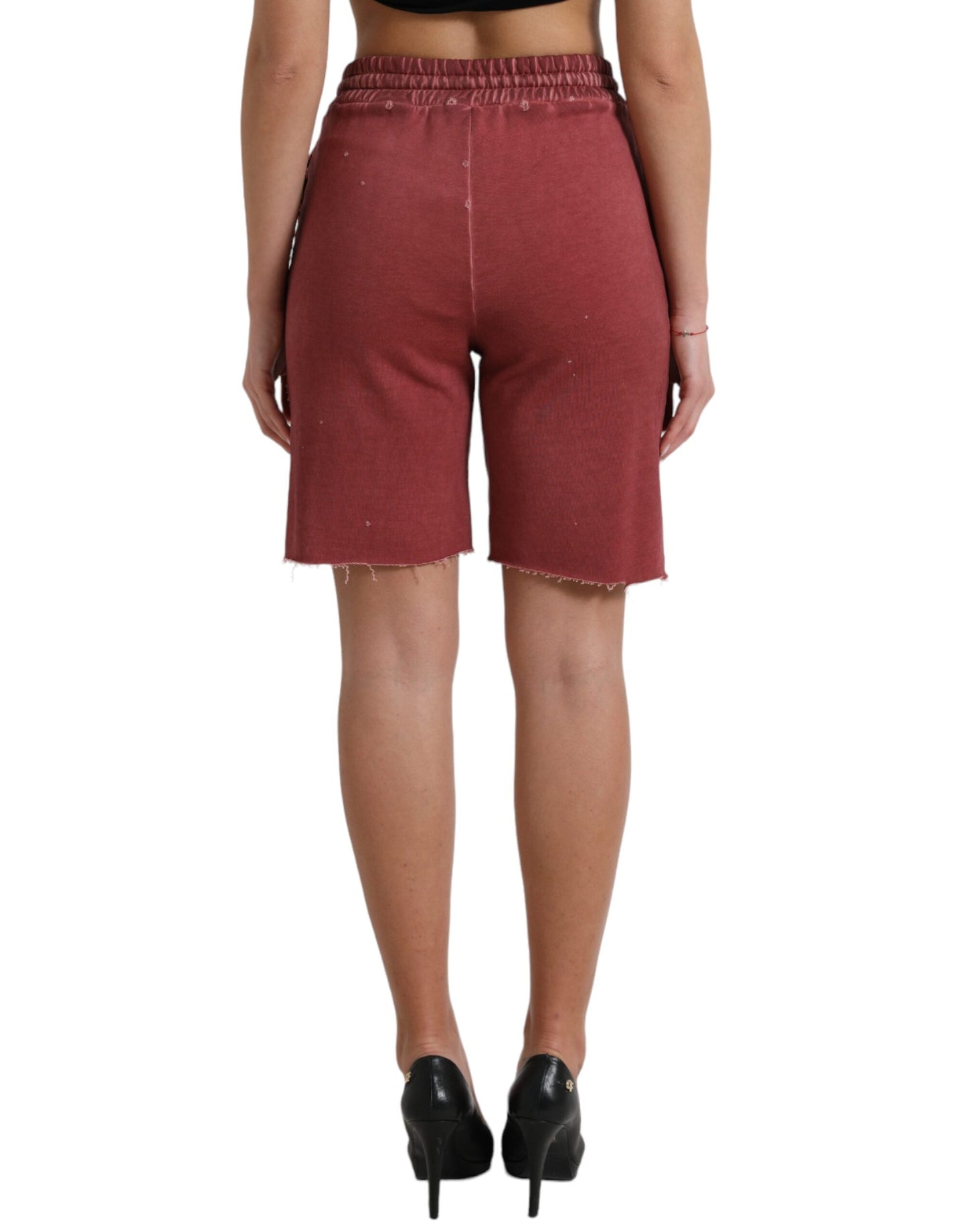 Dolce & Gabbana Chic Maroon High-Waist Designer Sweatshorts IT40 / S