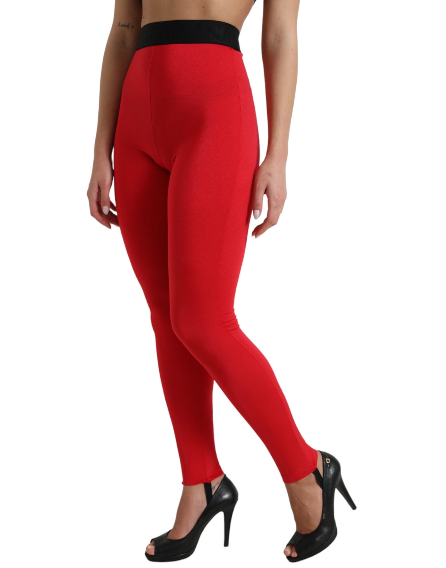 Dolce & Gabbana Elegant High Waist Red Leggings IT40 | S