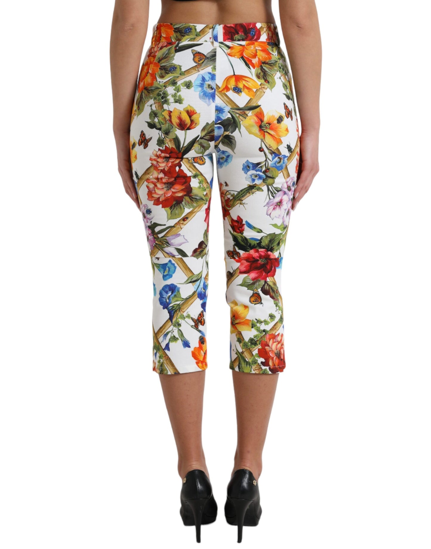 Dolce & Gabbana Floral High Waist Cropped Fashion Pants IT40 | S