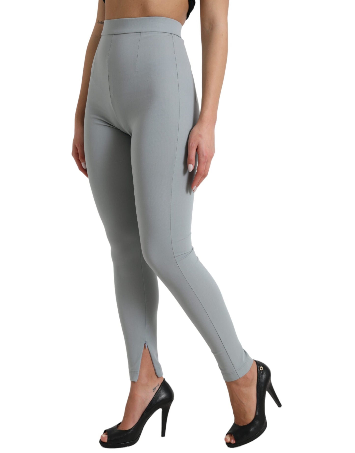 Dolce & Gabbana Elegant High Waist Leggings in Gray IT40 | S