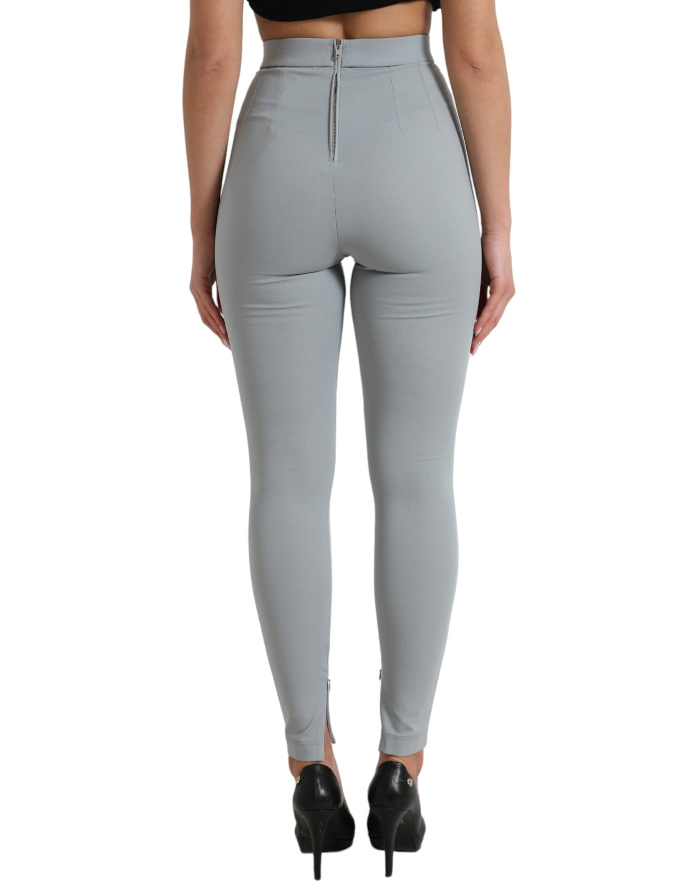 Dolce & Gabbana Elegant High Waist Leggings in Gray IT40 | S