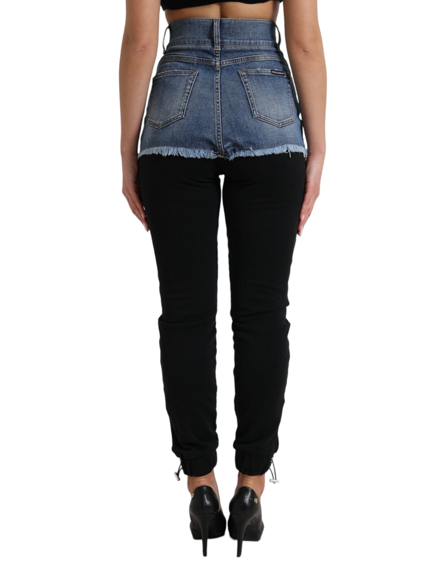 Dolce & Gabbana Chic High Waist Skinny Pants with Denim Shorts IT40 / S