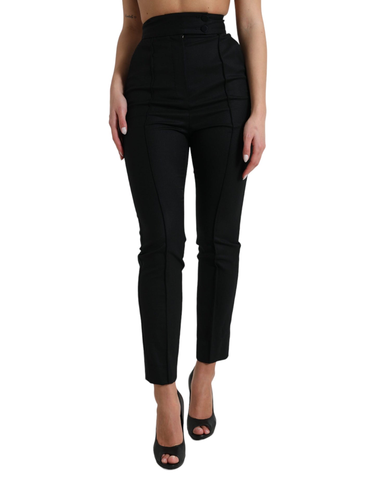 Dolce & Gabbana Elegant High Waist Tapered Wool Pants IT40 | S