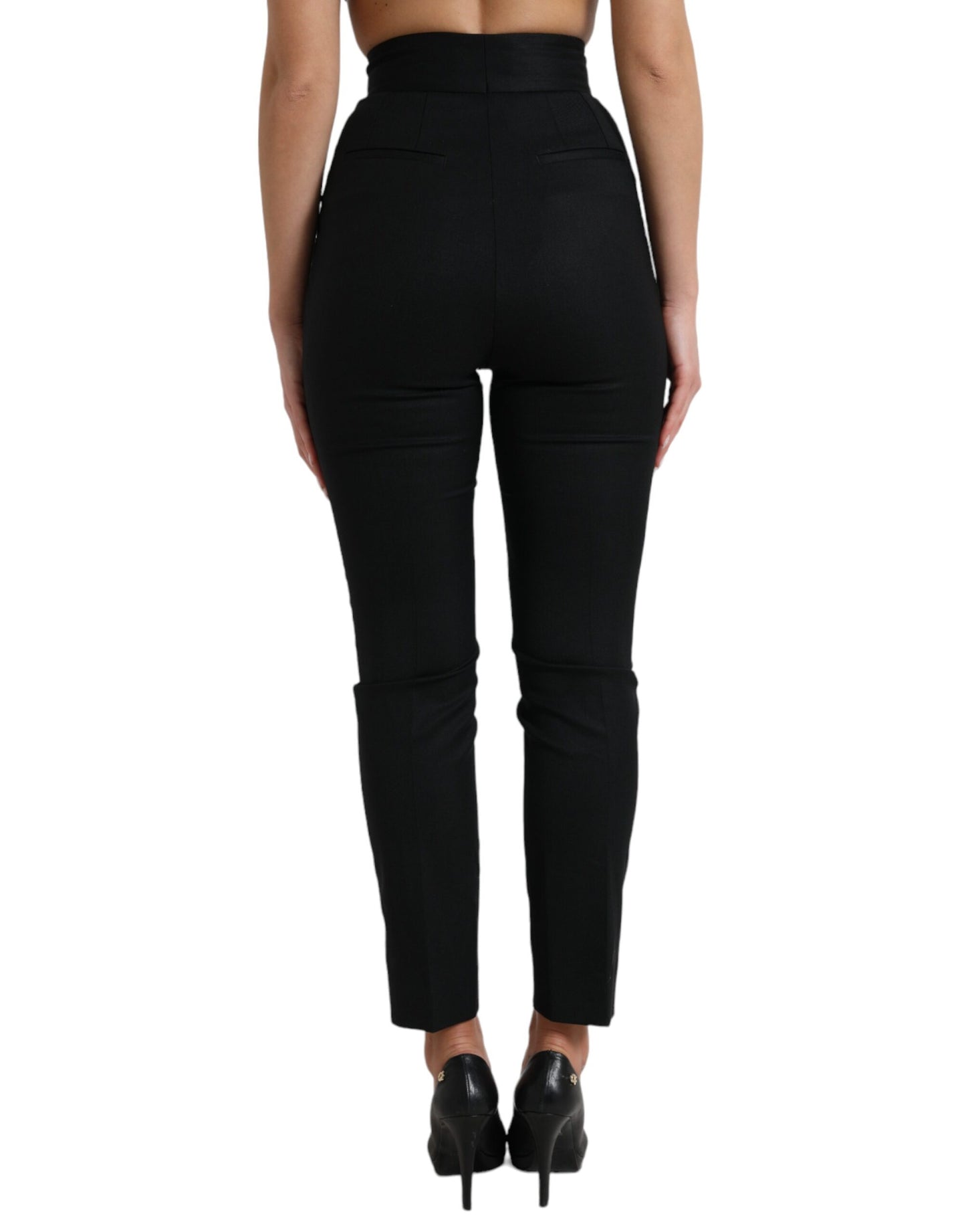 Dolce & Gabbana Elegant High Waist Tapered Wool Pants IT40 | S