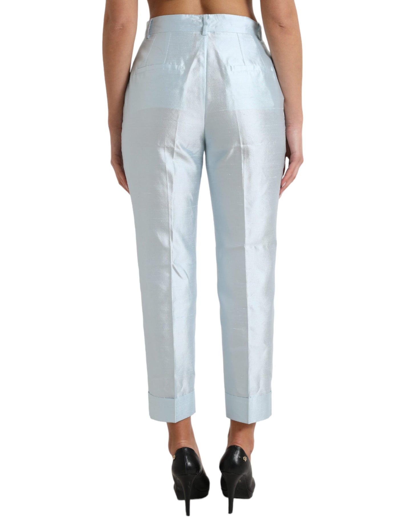 Dolce & Gabbana Chic Sky Blue High Waist Cropped Pants IT42 / M