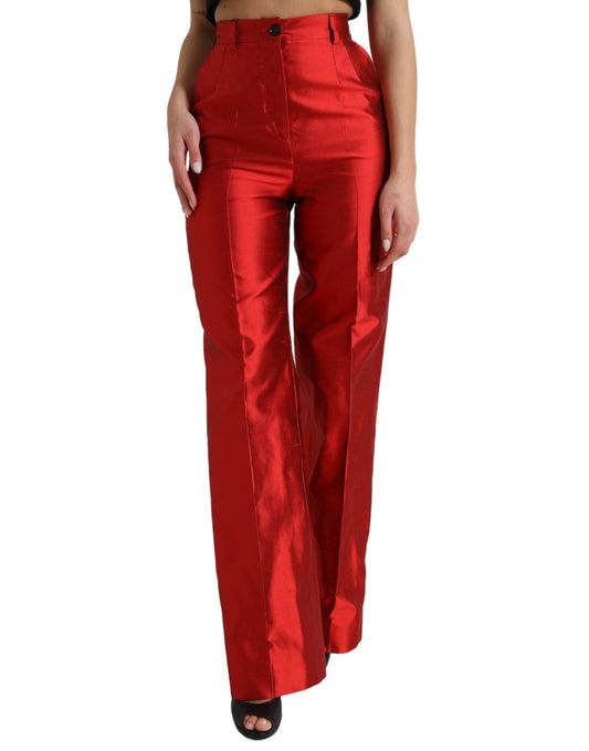 Dolce & Gabbana Elegant High Waist Wide Leg Silk Pants IT40 | S