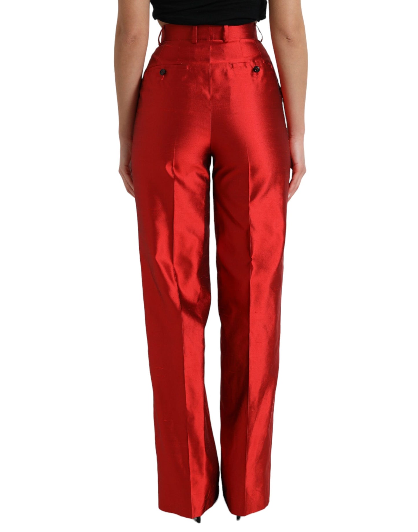 Dolce & Gabbana Elegant High Waist Wide Leg Silk Pants IT40 | S