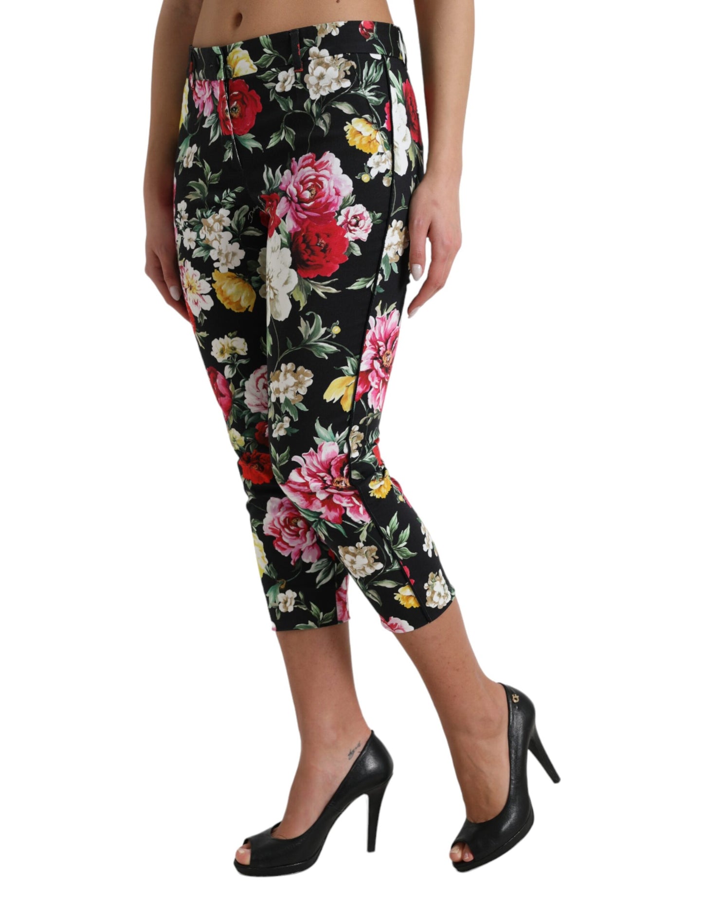 Dolce & Gabbana Elegant Floral Mid Waist Cropped Pants IT40 | S