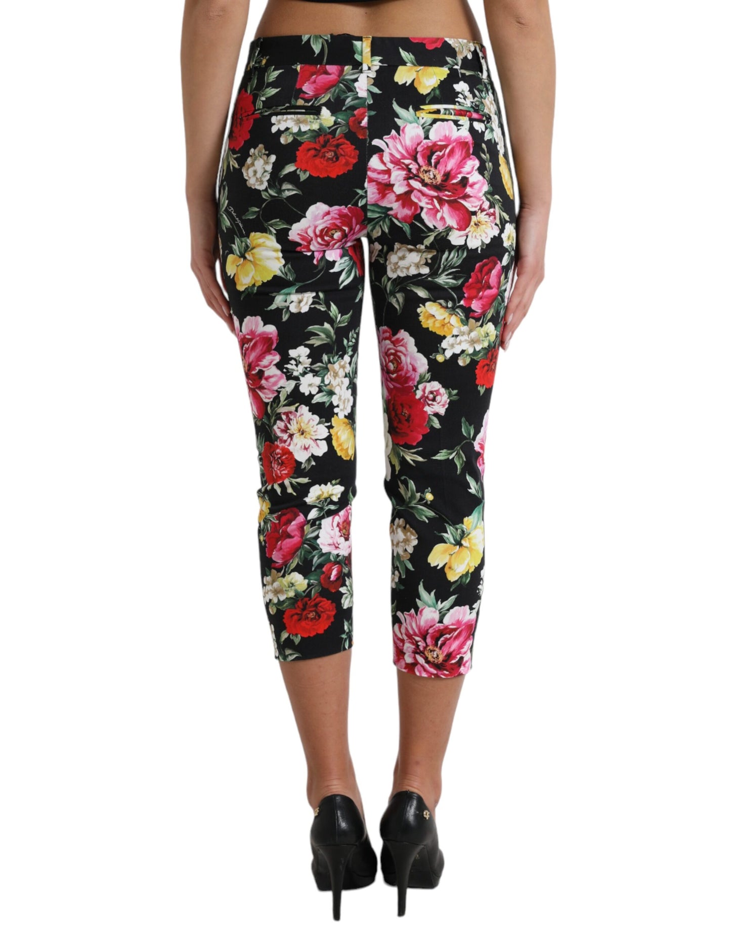 Dolce & Gabbana Elegant Floral Mid Waist Cropped Pants IT40 | S