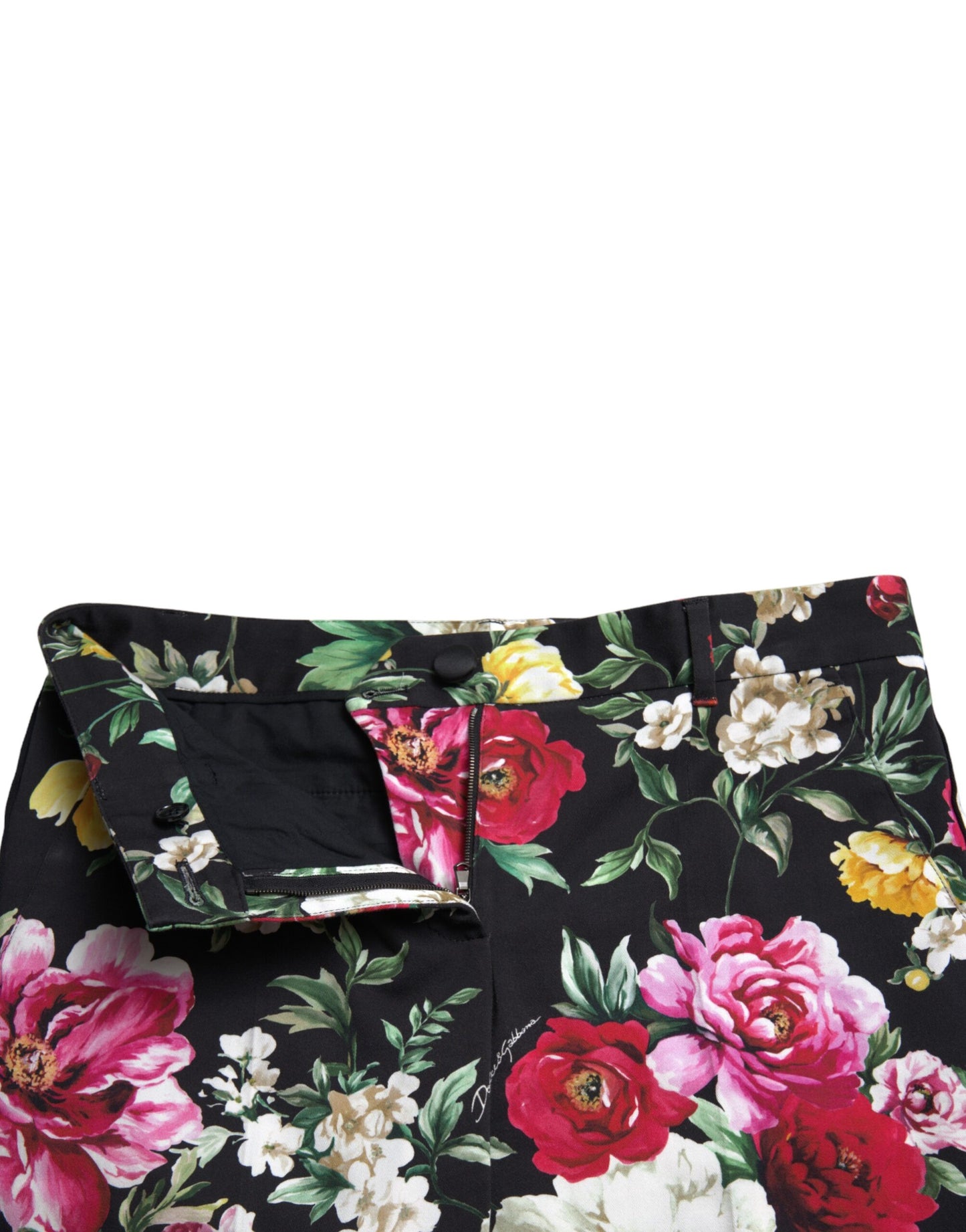 Dolce & Gabbana Elegant Floral Mid Waist Cropped Pants IT40 | S