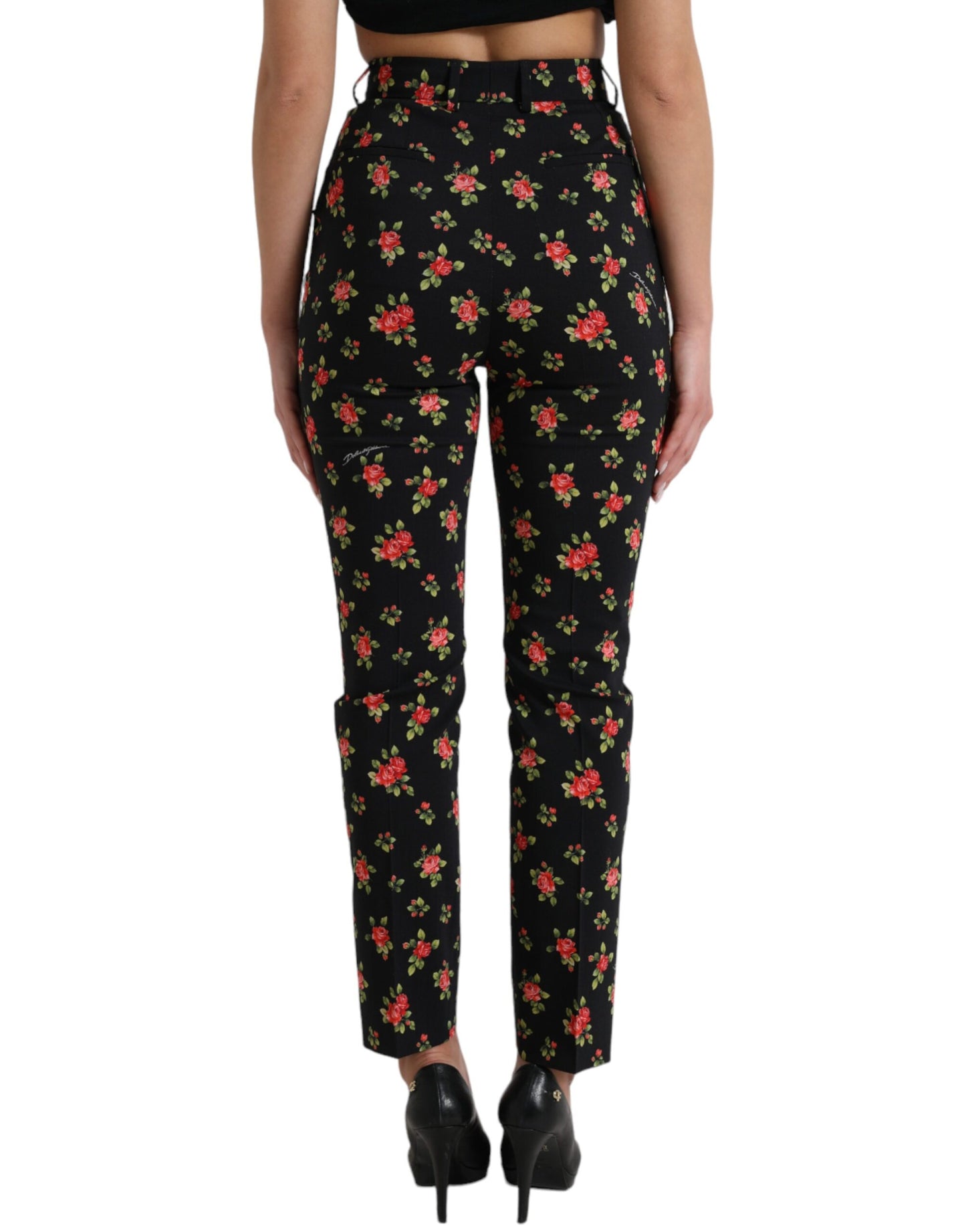 Dolce & Gabbana Elegant High-Waist Floral Tapered Pants IT40 | S